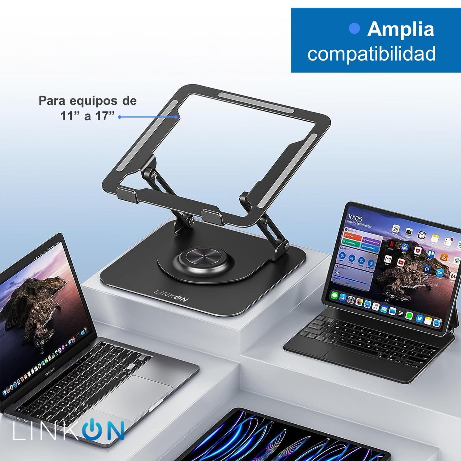 Soporte Notebook Base Aluminio Giro 360 Linkon-6