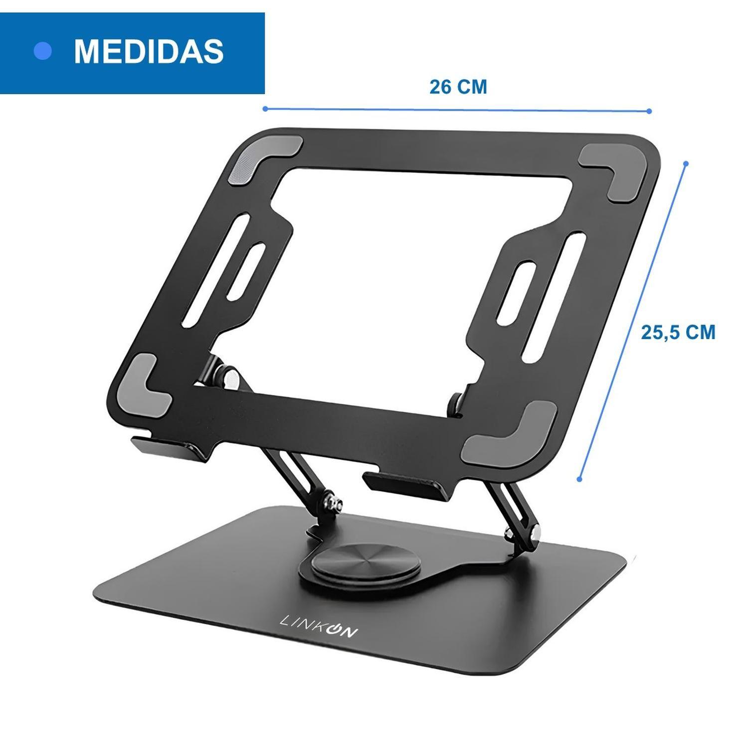 Soporte Notebook Base Aluminio Giro 360 Linkon-8