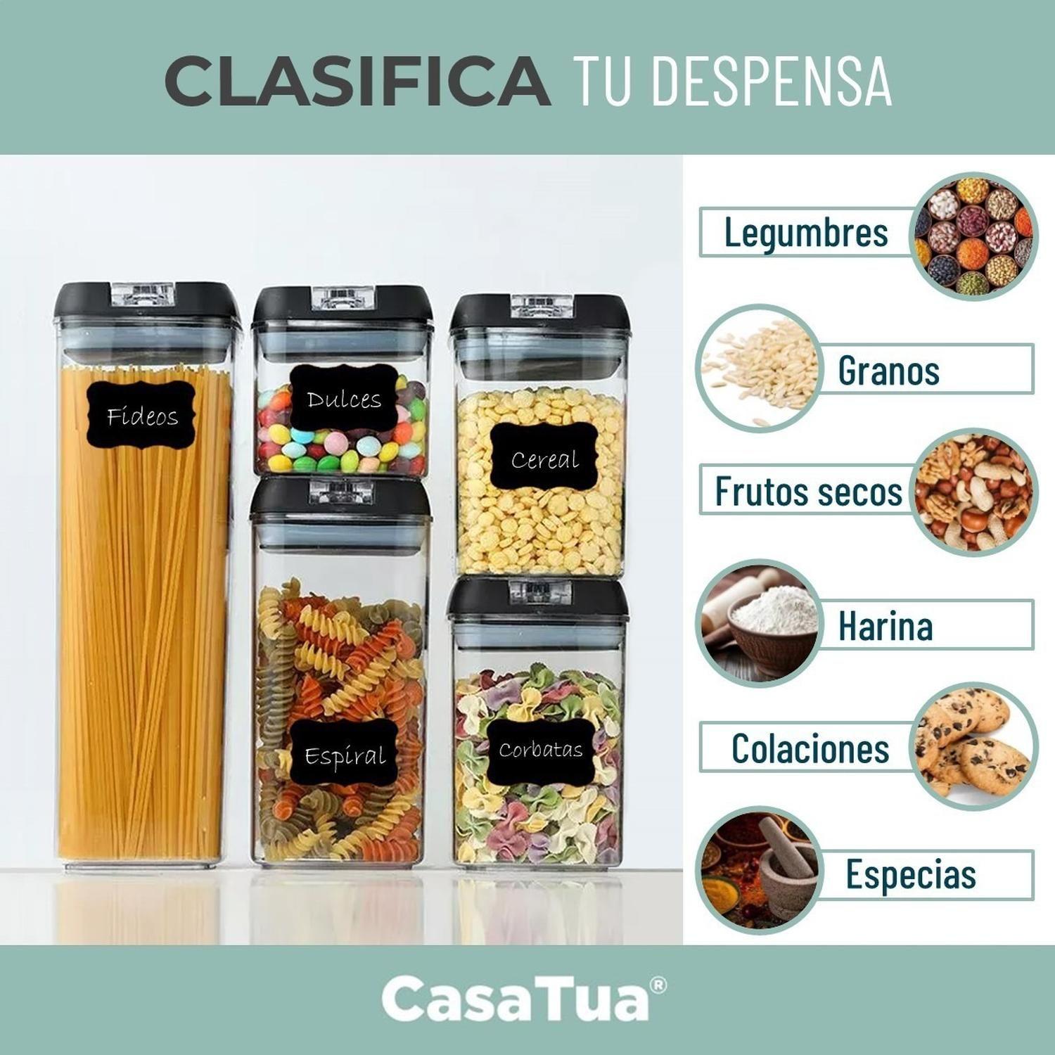 Contenedores Alimento Hermeticos Set 5 Apilable Cierre Facil-5