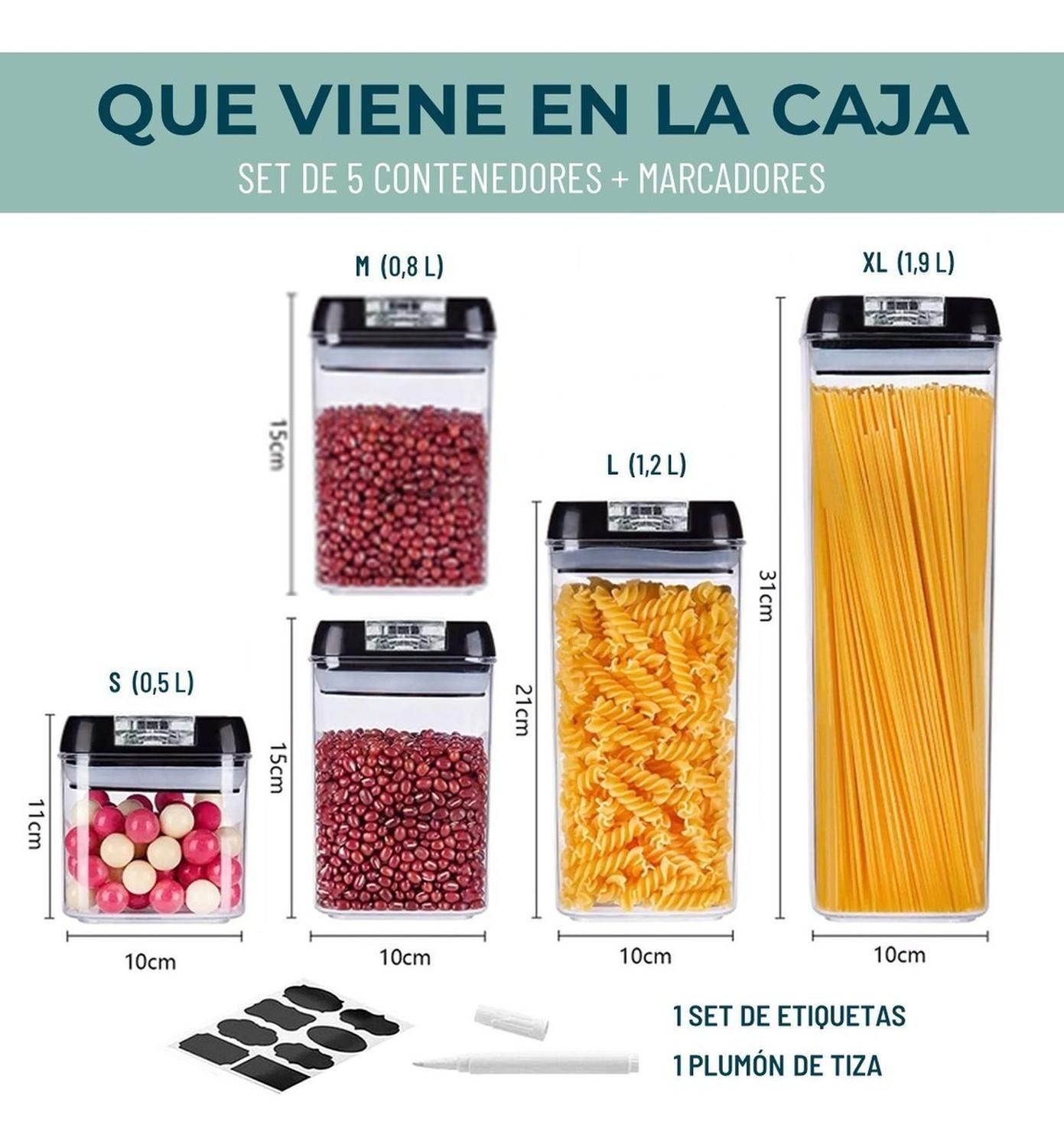 Contenedores Alimento Hermeticos Set 5 Apilable Cierre Facil-6