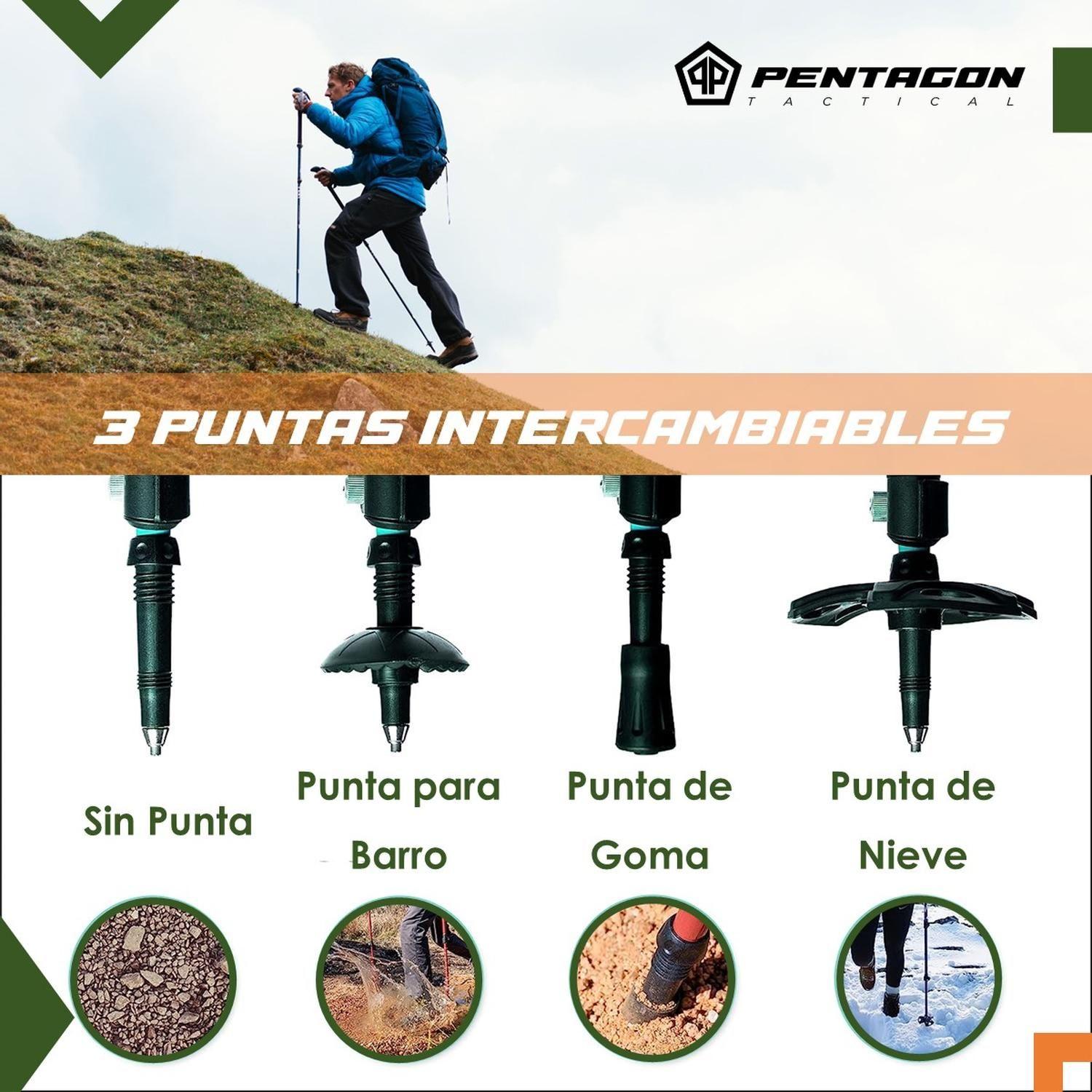 Bastones Trekking Ajustable Aluminio Pentagon Profesional x2-5