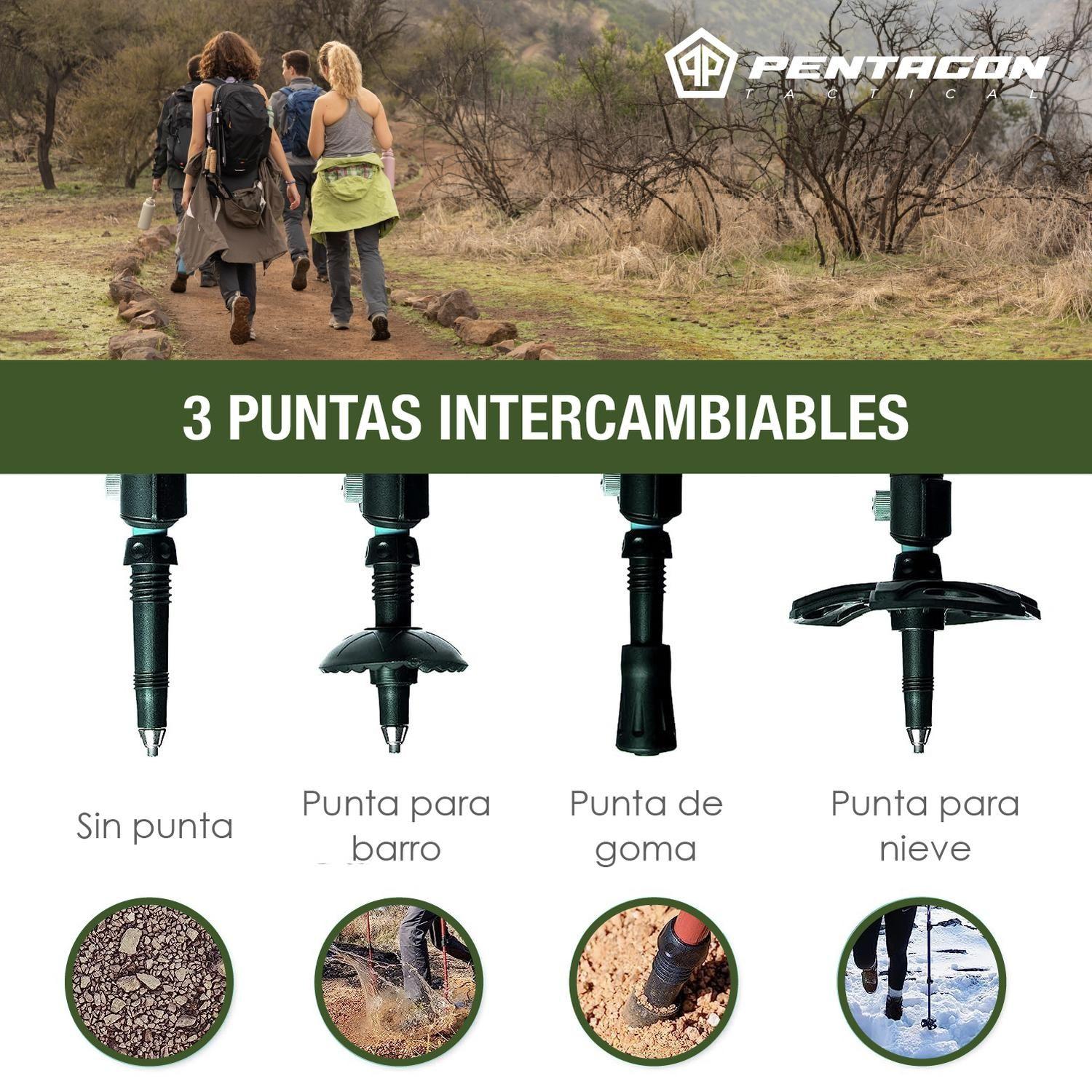 Bastones Trekking Ajustable Aluminio Pentagon Profesional x2-5