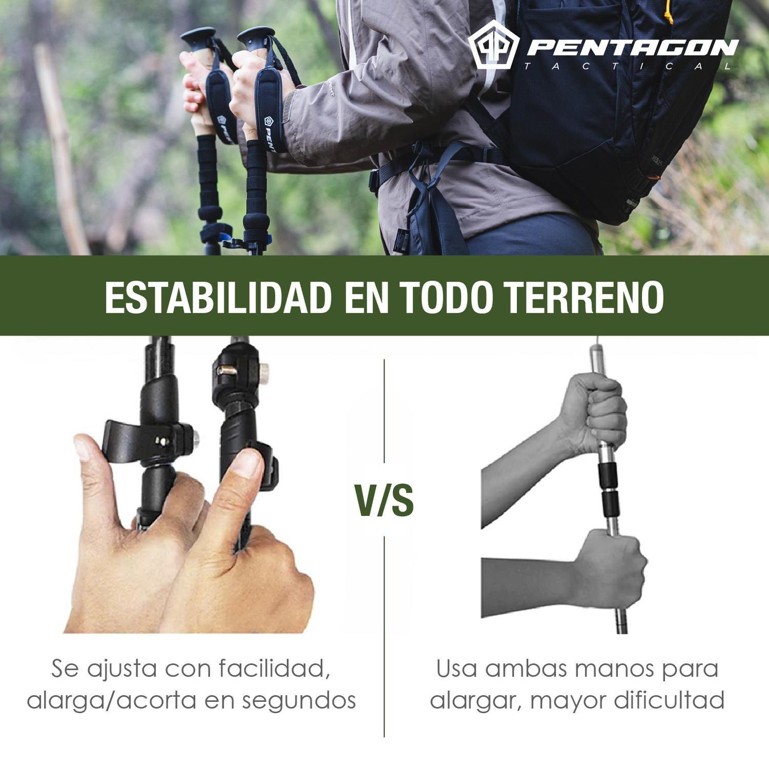 Bastones Trekking Ajustable Aluminio Pentagon Profesional x2-6