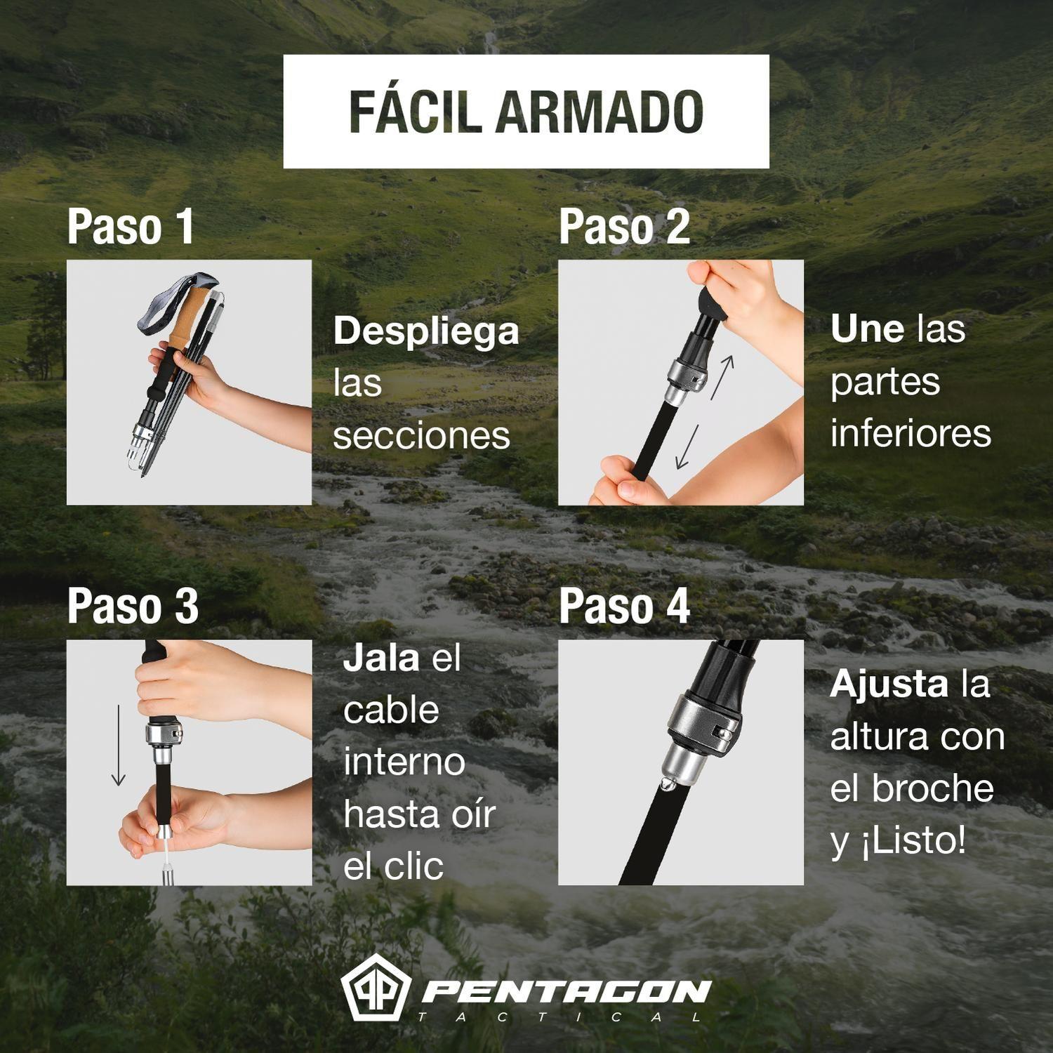 Bastones Trekking Ajustable Aluminio Pentagon Profesional x2-8