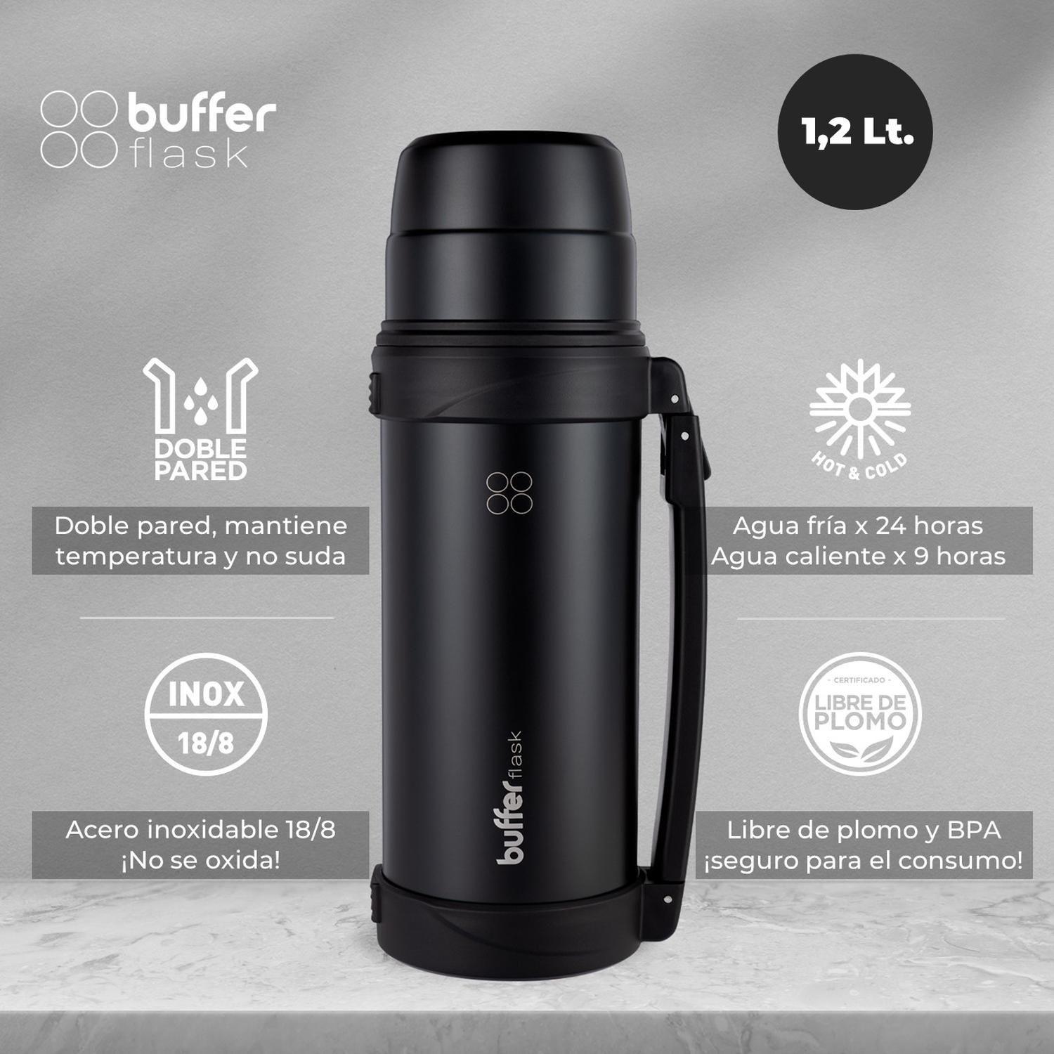 Termo Agua Bebidas Buffer 1,2 Lt Acero Inoxidable Frio Calor-2