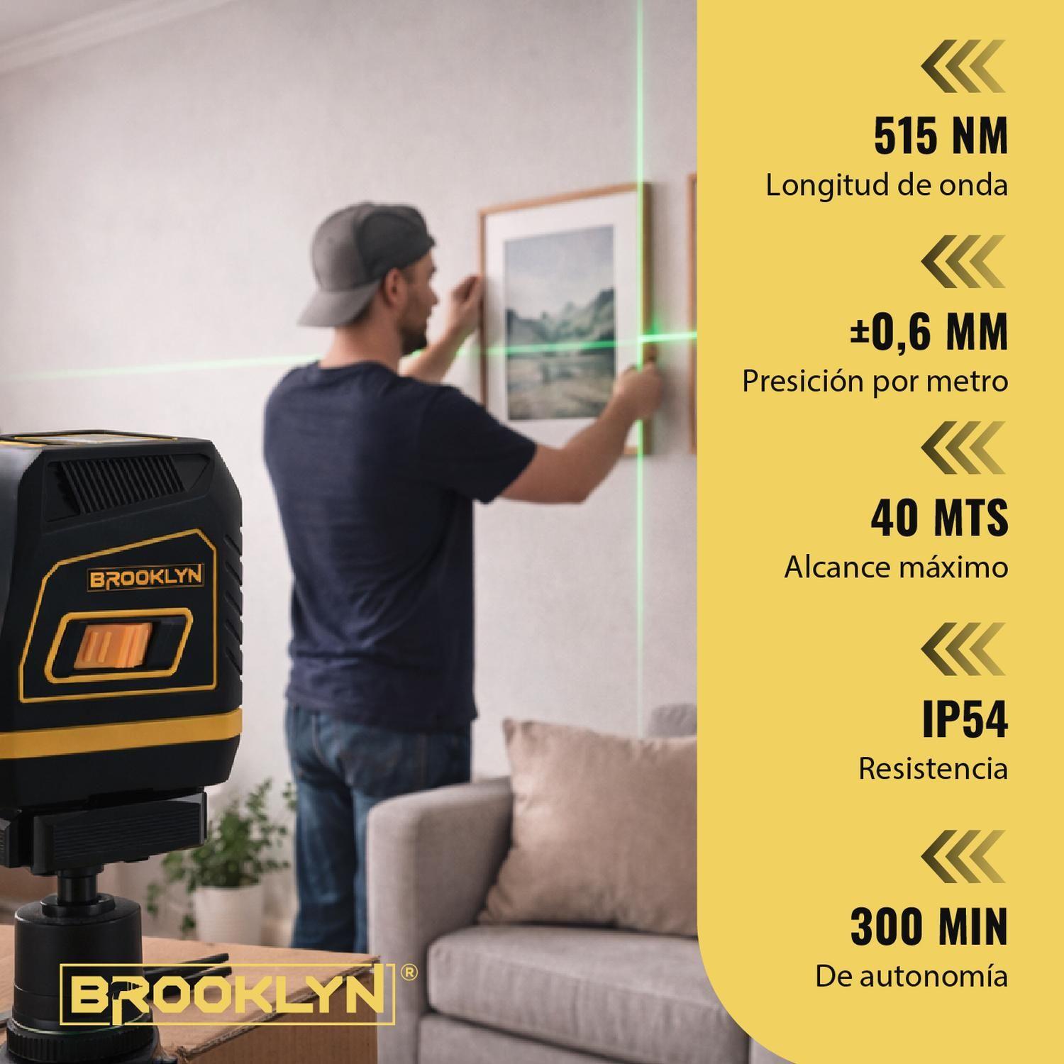 Nivel Laser Autonivelante Verde Herramientas Brooklyn 40 Mts-3