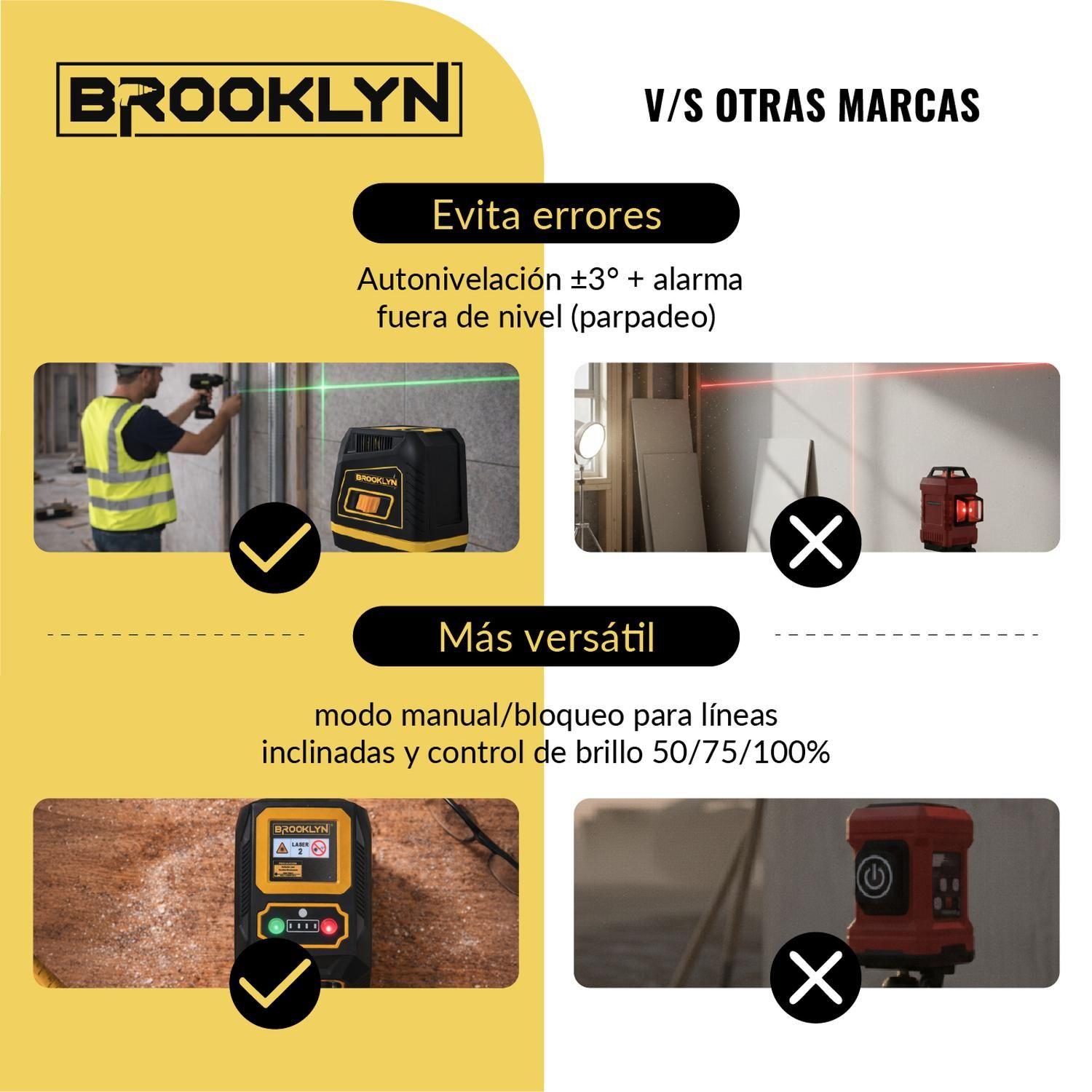 Nivel Laser Autonivelante Verde Herramientas Brooklyn 40 Mts-6