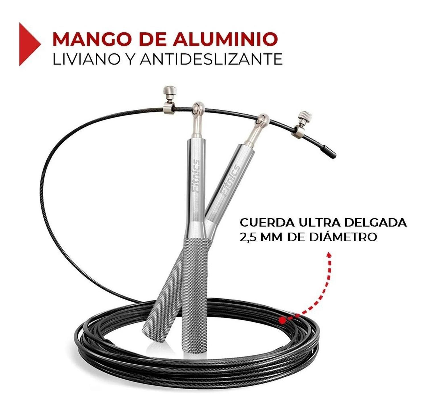 Cuerda Saltar Ajustable con Peso Profesional Cardio Crossfit Silver plateado-3