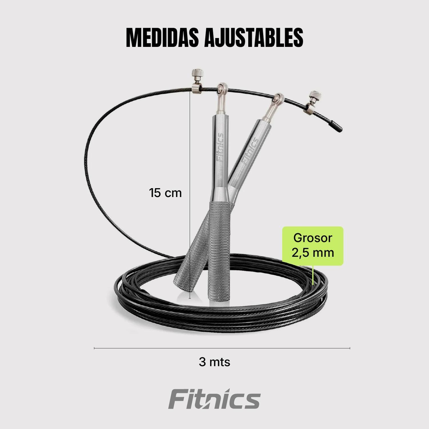 Cuerda Saltar Ajustable con Peso Profesional Cardio Crossfit Silver plateado-4