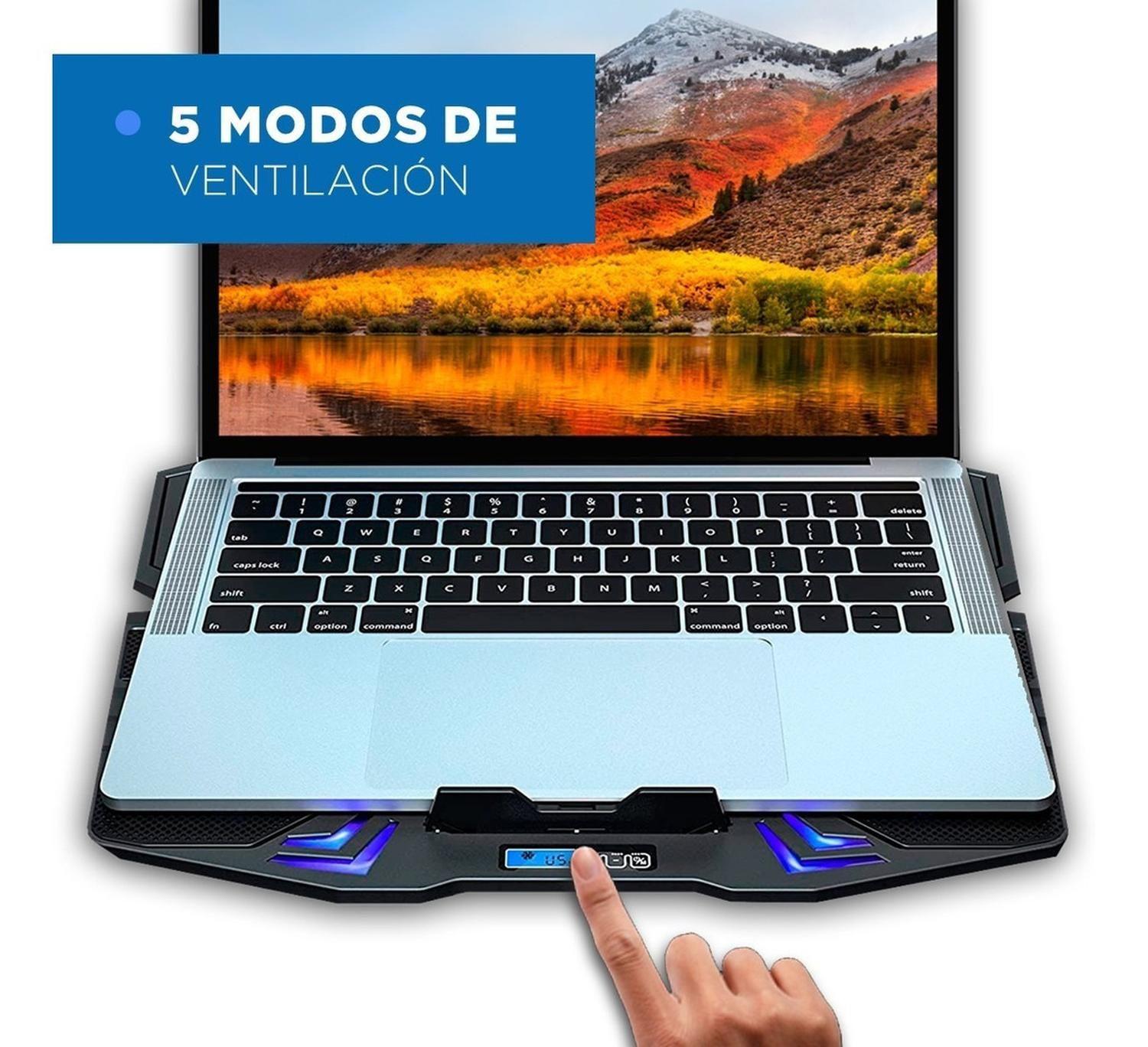 Base Ventilador Notebook Enfriador 5 Ventiladores Control Lcd-3