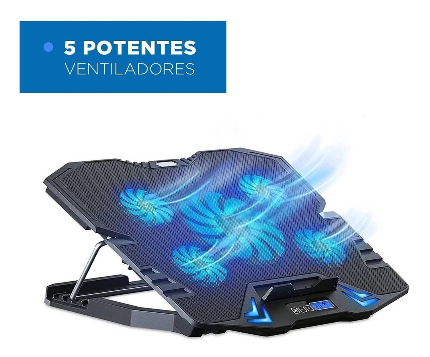 Base Ventilador Notebook Enfriador 5 Ventiladores Control Lcd-5