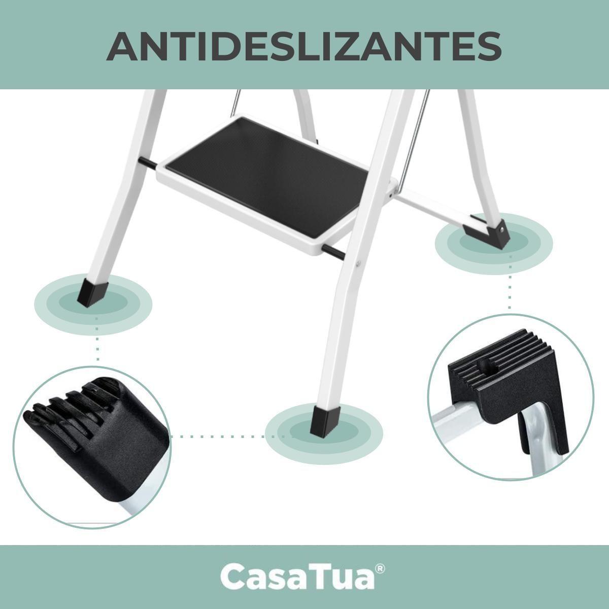 Escalera Plegable Multiuso 2 Peldaños Compacta y Resistente-4