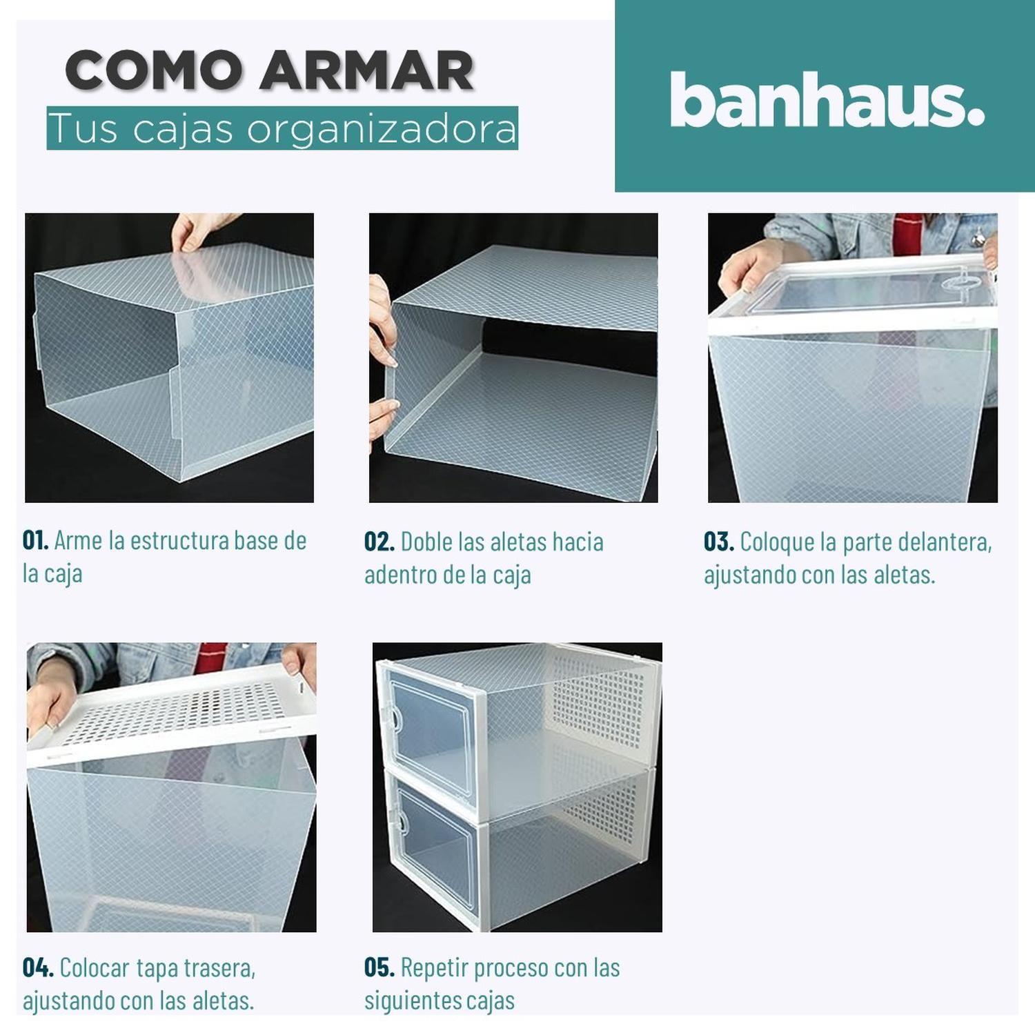 Caja Organizadora Zapatos Set X4 Banhaus Zapatero Apilable-5