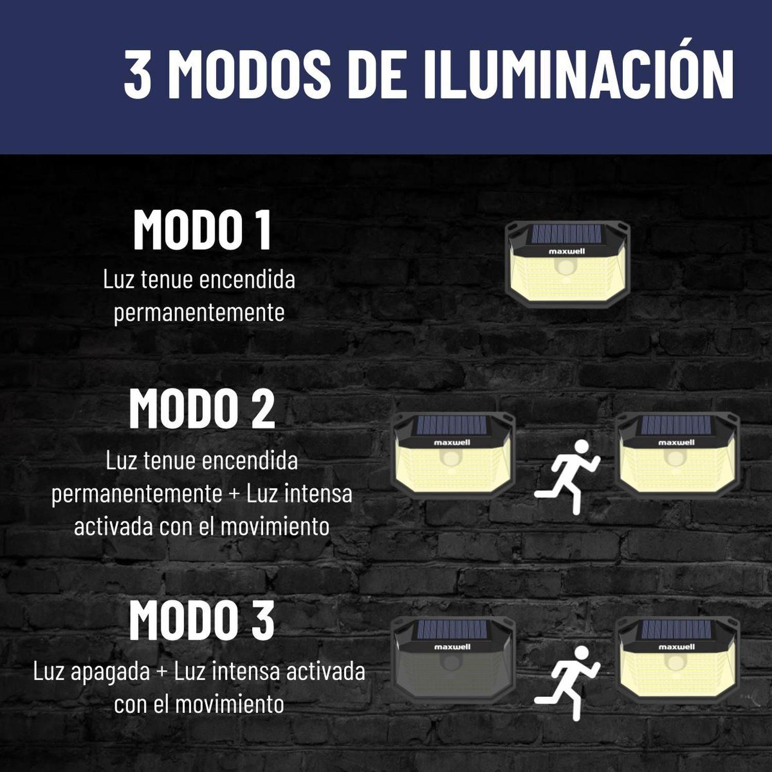 Foco Solar Maxwell 178 Led Exterior Pared Unitario + Sensor Luz Cálida-4