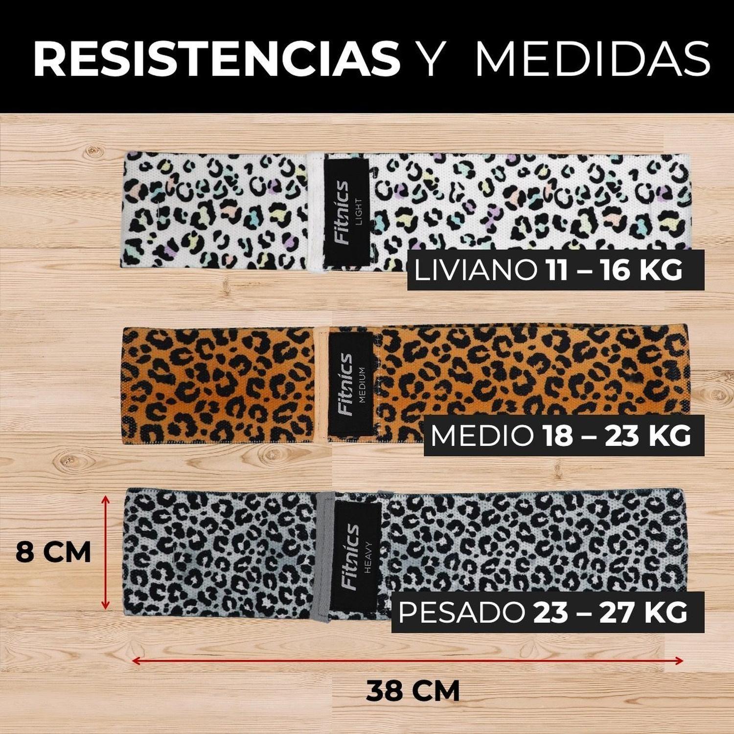 Bandas Resistencia Elasticas Tela Fitnics Set 3 Ajustables Estampado-3
