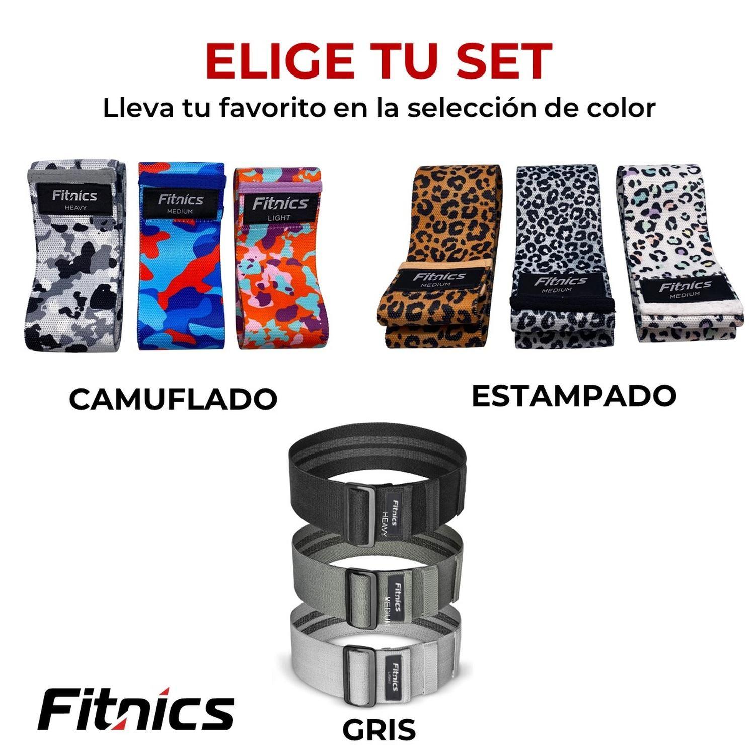 Bandas Resistencia Elasticas Tela Fitnics Set 3 Ajustables Estampado-5