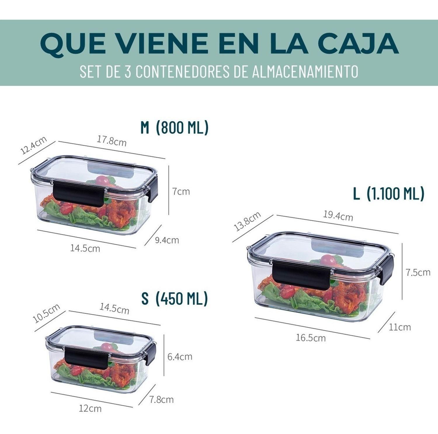 Contenedor de Alimentos Taper Set 3 unids Hermetico Apilable-7