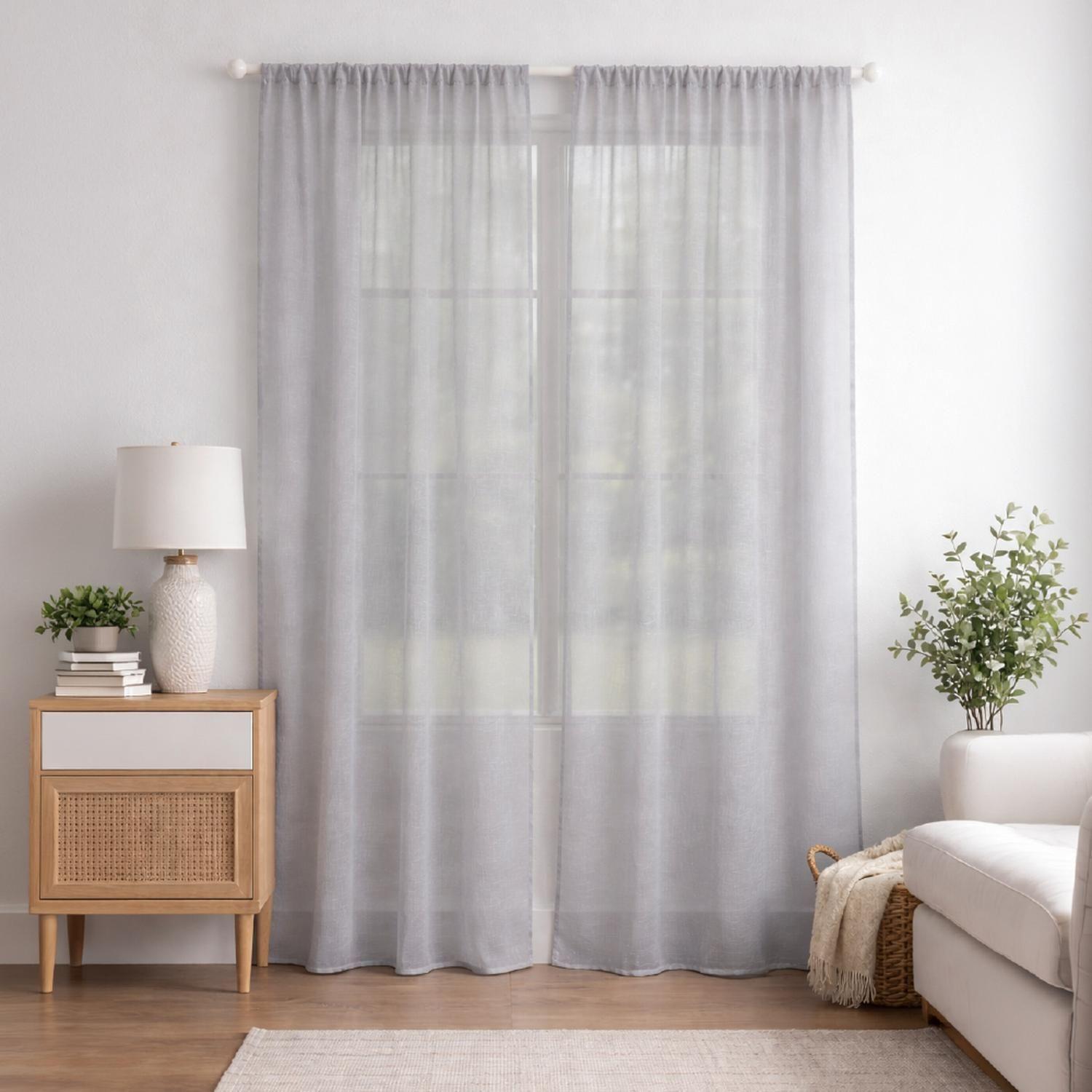 Cortina Visillo Tipo Velo CasaTua Set 2 Paños 140 x 220cm-0