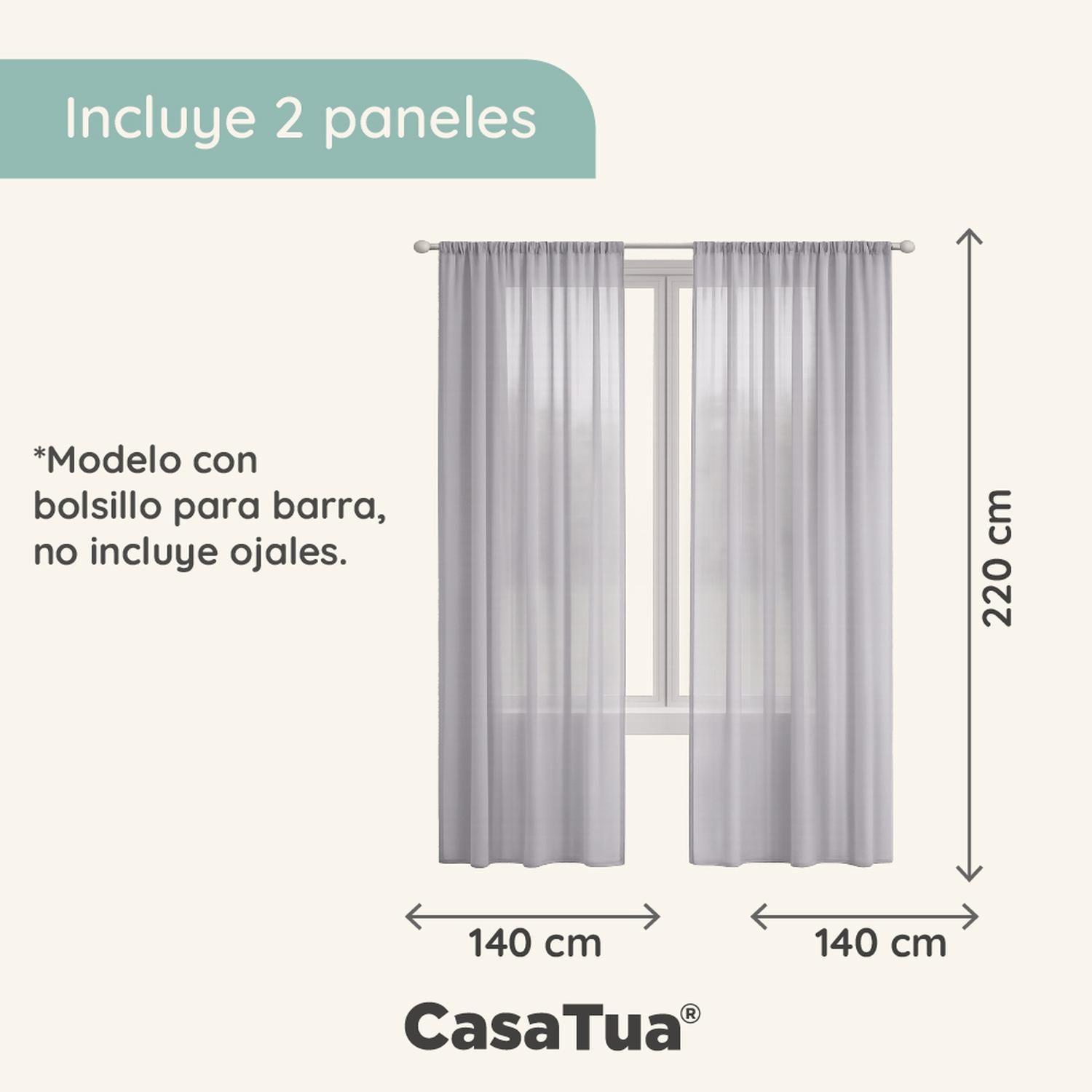 Cortina Visillo Tipo Velo CasaTua Set 2 Paños 140 x 220cm-4