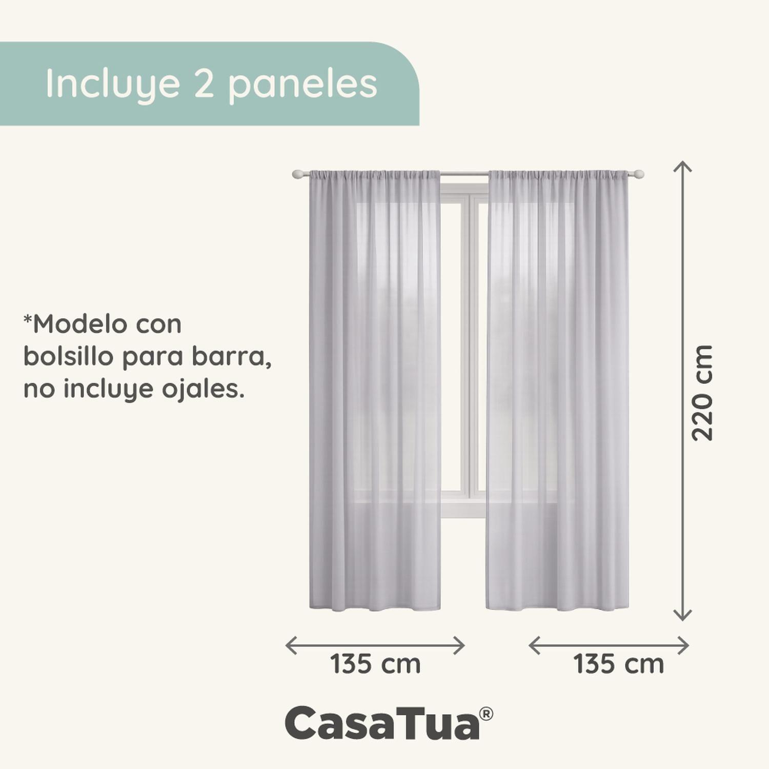 Cortina Visillo Tipo Velo CasaTua Set 2 Paños 135 x 220cm-4