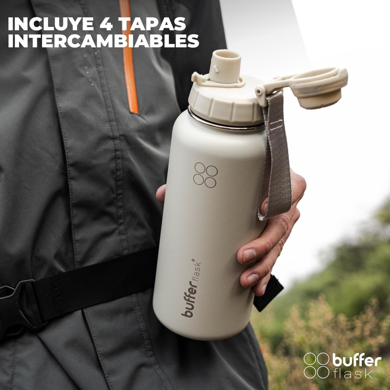 Termo Botella Agua Termica Set x2 Acero Inox Buffer + 4 Tapas-1