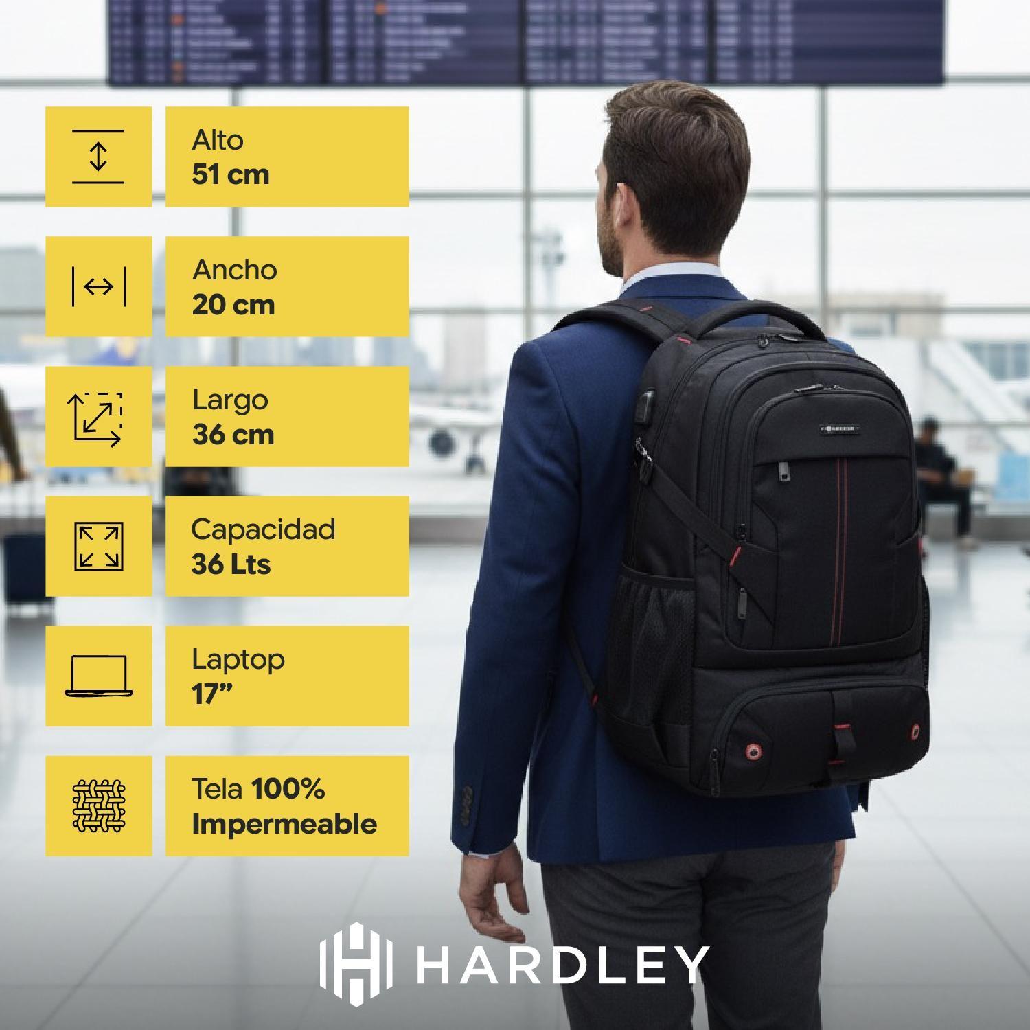 Mochila para Notebook Impermeable Antirrobo 36 lt Hardley + Usb-1