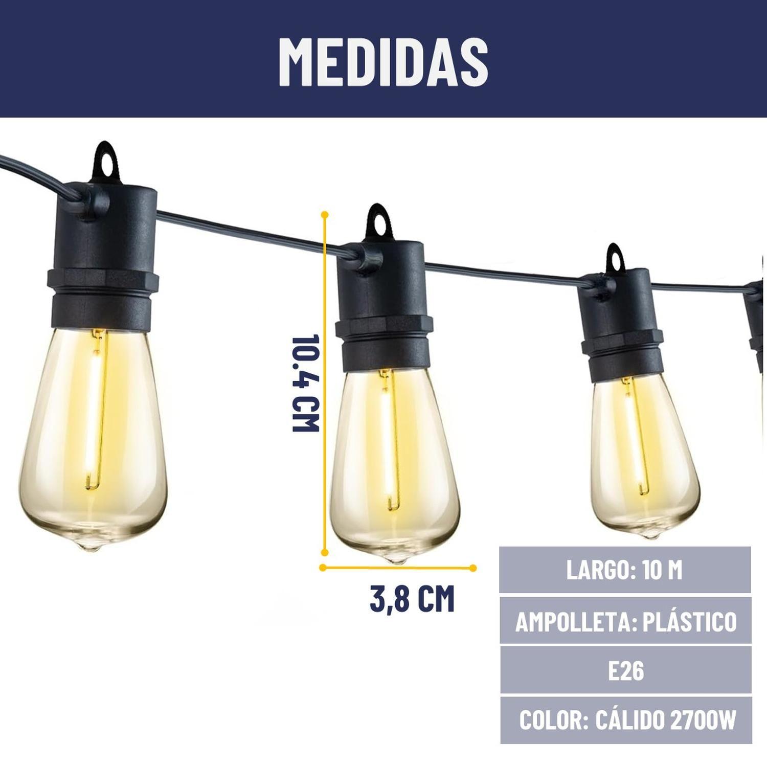 Guirnalda Luces Led Terraza Patio 10m +10 Ampolletas Maxwell-6