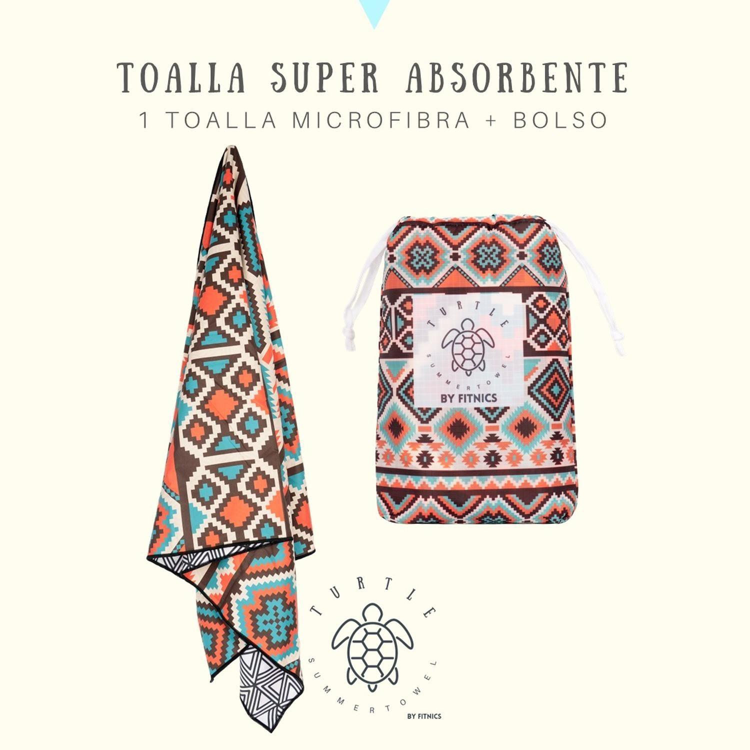 Toalla Microfibra Playa Viaje Secado Rapido Fitnics +Estuche-1