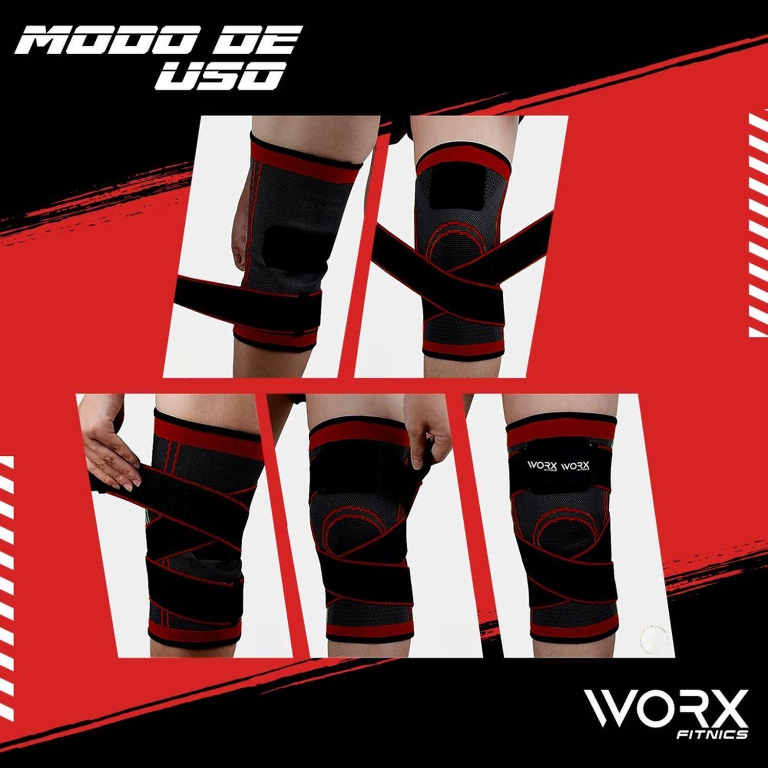 Rodillera Deportiva Compresion Worx Set X2 Ortopedica Gym-6