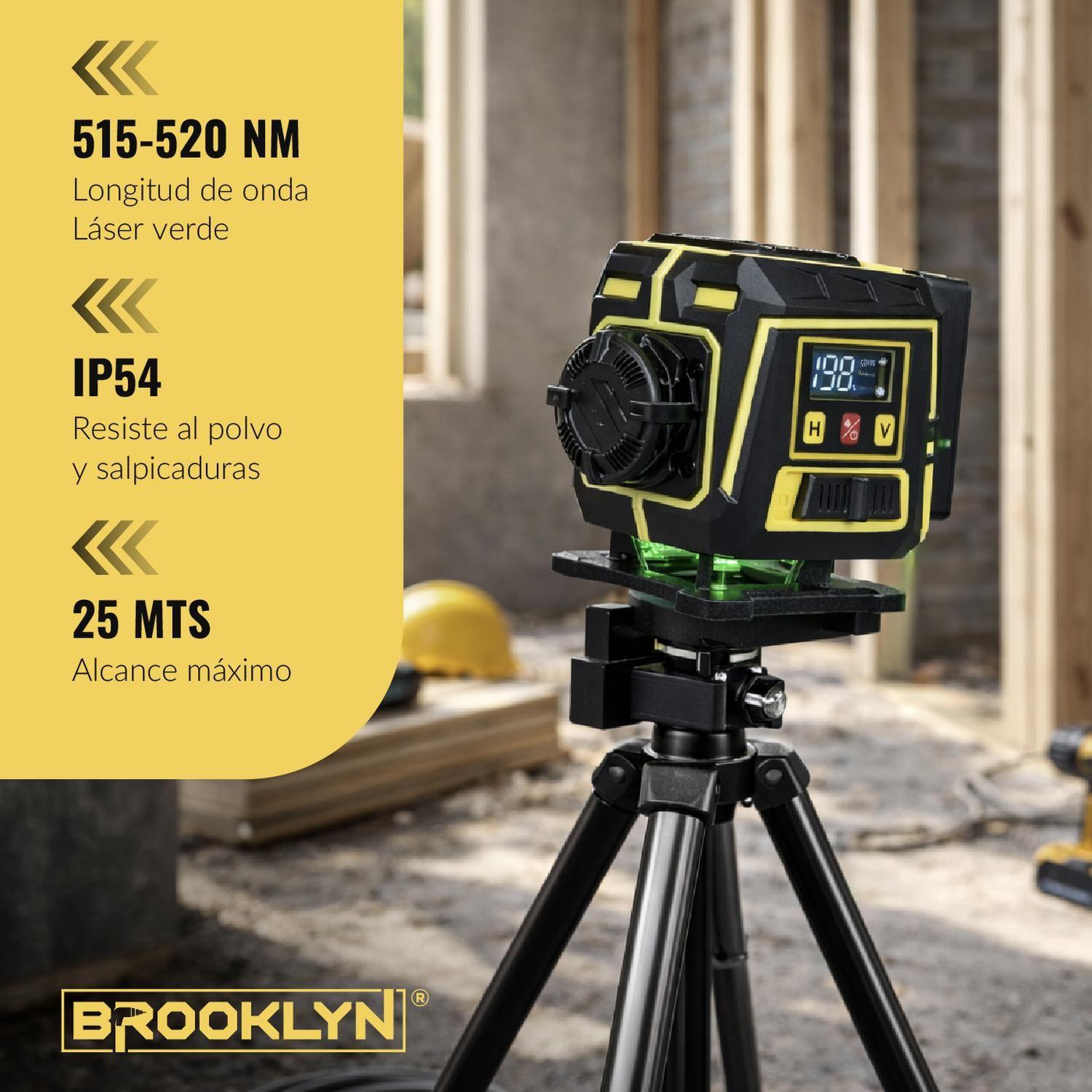 Nivel Laser Verde Brooklyn 12 Líneas 3D Autonivelante IP54-2