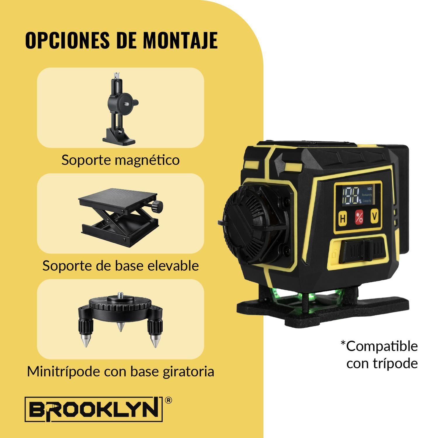 Nivel Laser Verde Brooklyn 12 Líneas 3D Autonivelante IP54-4