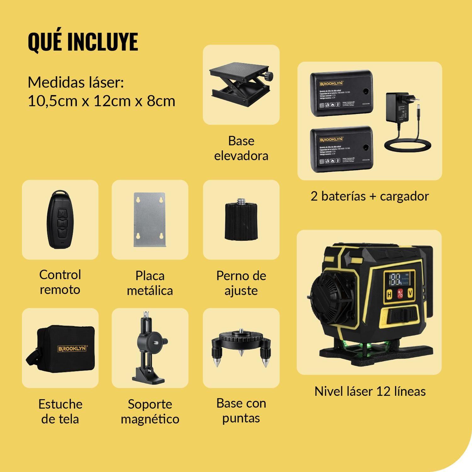 Nivel Laser Verde Brooklyn 12 Líneas 3D Autonivelante IP54-6