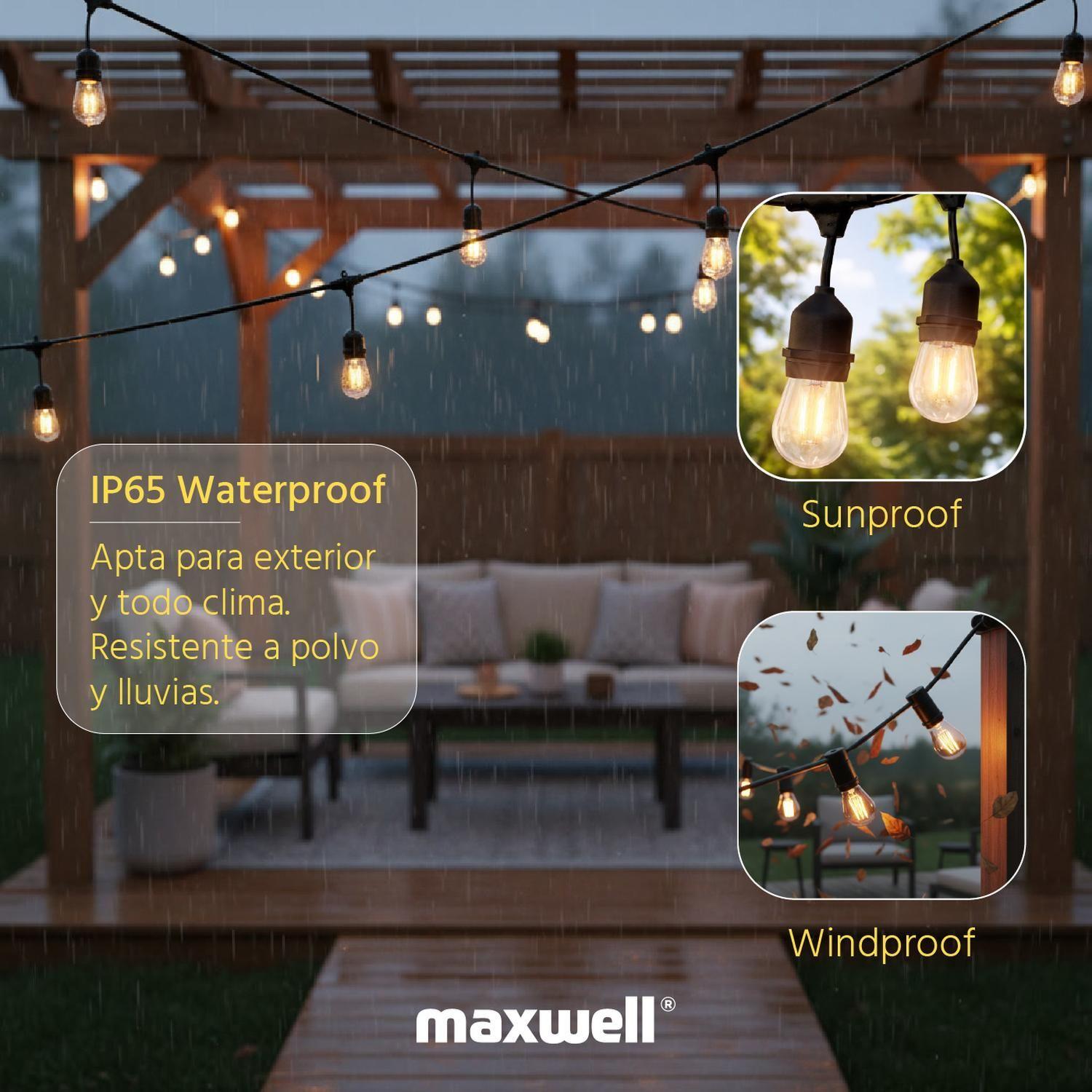 Guirnalda Maxwell 10m Luces Exterior Terraza Impermeable-5