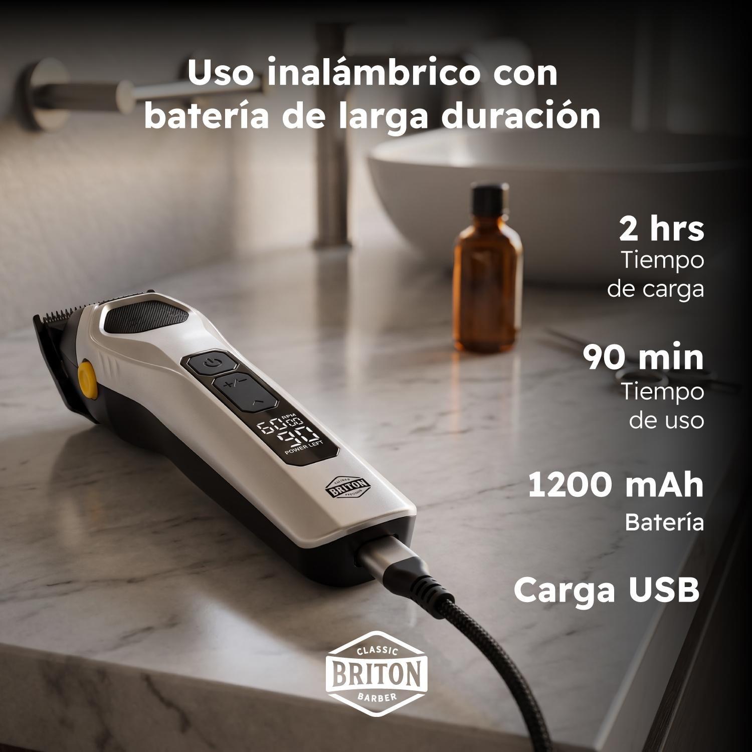 Máquina Cortar Pelo Inalambrica IPX6 Profesional Briton-5