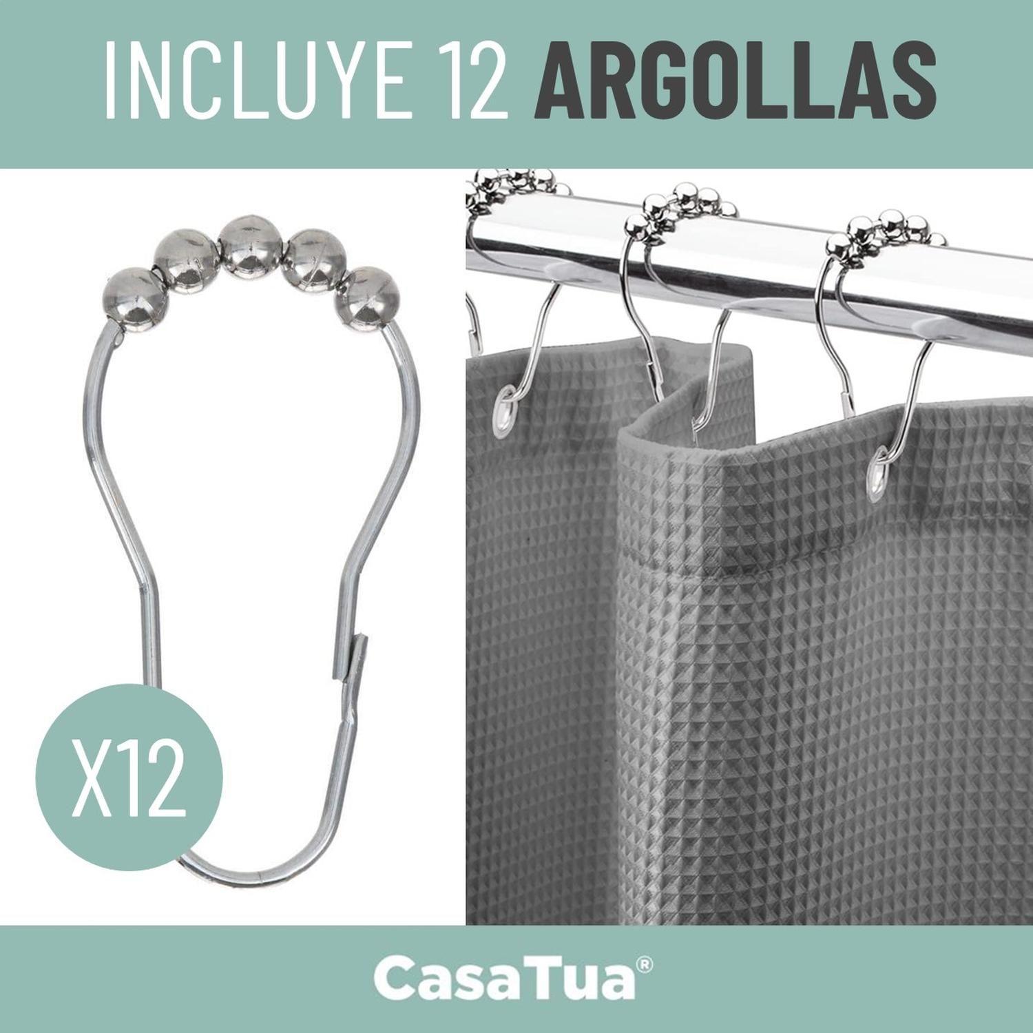 Cortina Baño Ducha Impermeable CasaTua Con Iman y Forro-2