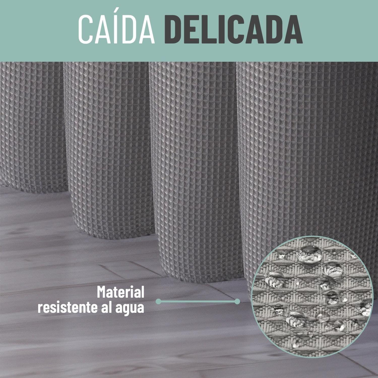 Cortina Baño Ducha Impermeable CasaTua Con Iman y Forro-3