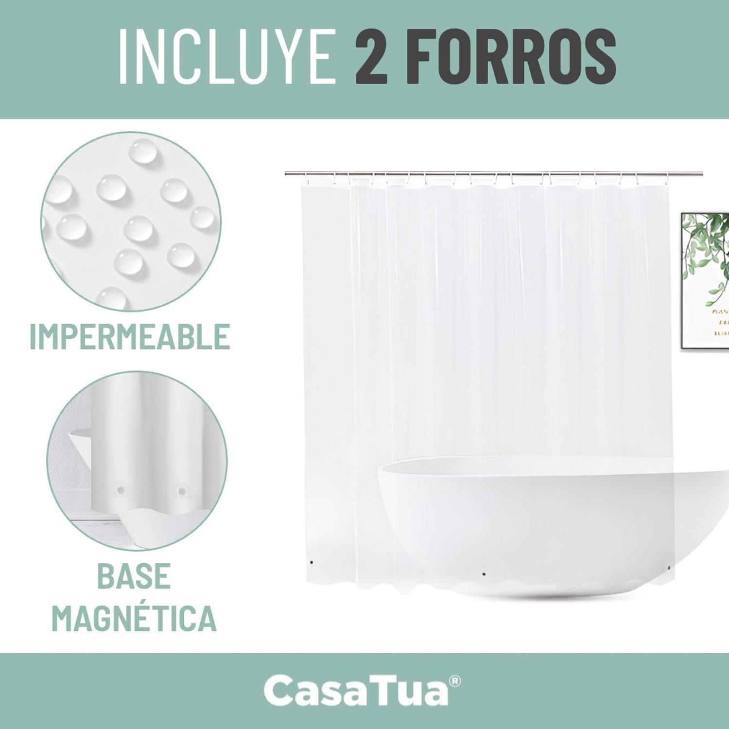 Cortina Baño Ducha Impermeable CasaTua Con Iman y Forro-6