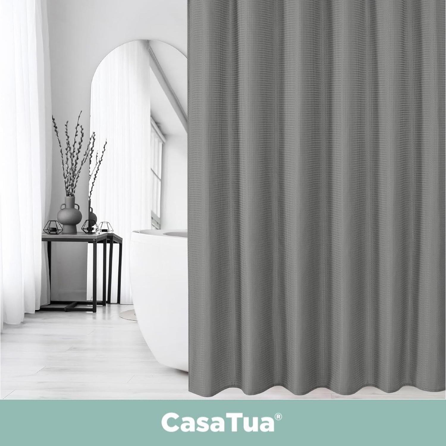 Cortina Baño Ducha Impermeable CasaTua Con Iman y Forro-7