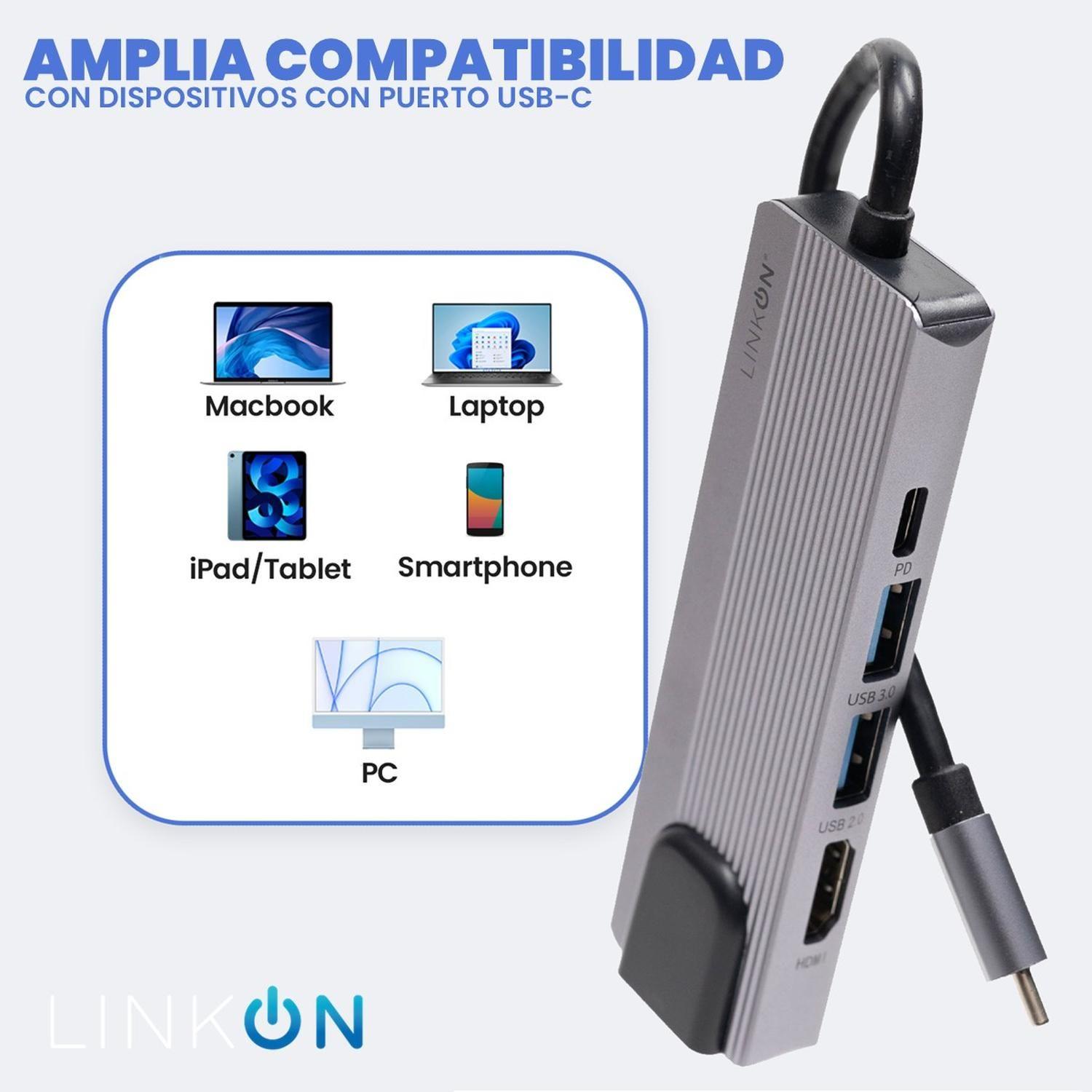 Hub Adaptador Usb Tipo C 5 En 1 Linkon 1000 Mbps Mac Windows-7