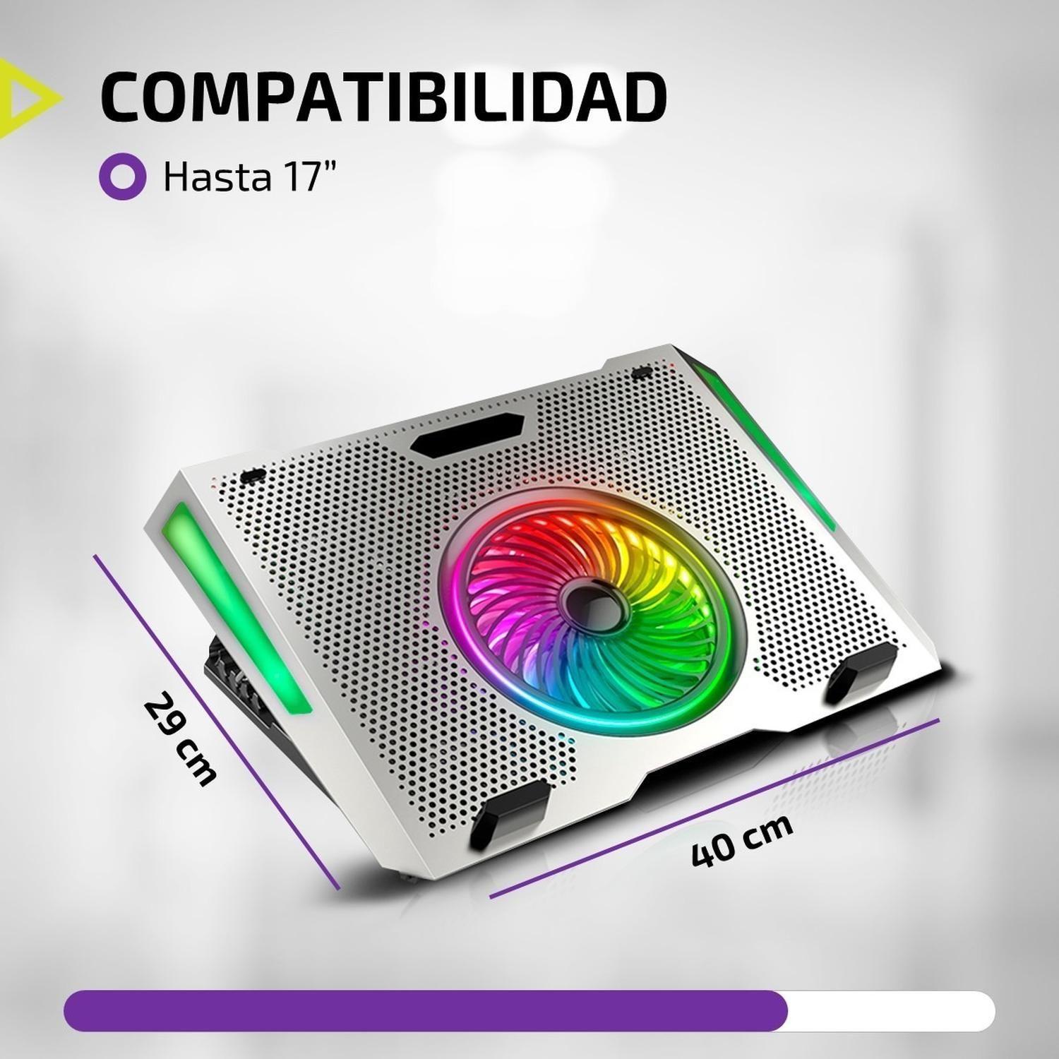 Base Ventilador Notebook Enfriador 5 Fans Rgb Aluminio 2 USB-7