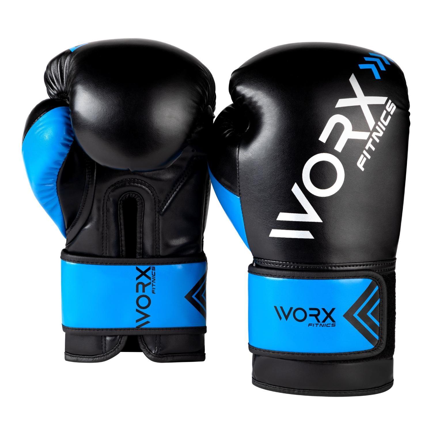 Guantes De Box Boxeo Profesional Worx 16 Negro / Azul 16OZ-0