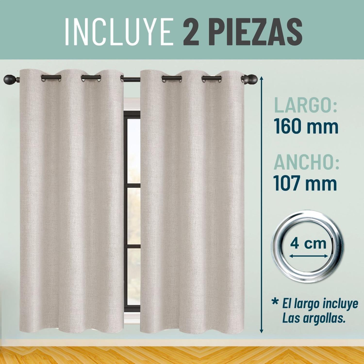 Cortina Blackout 100% CasaTua 2 Paños 107x160cm Textura Lino-4