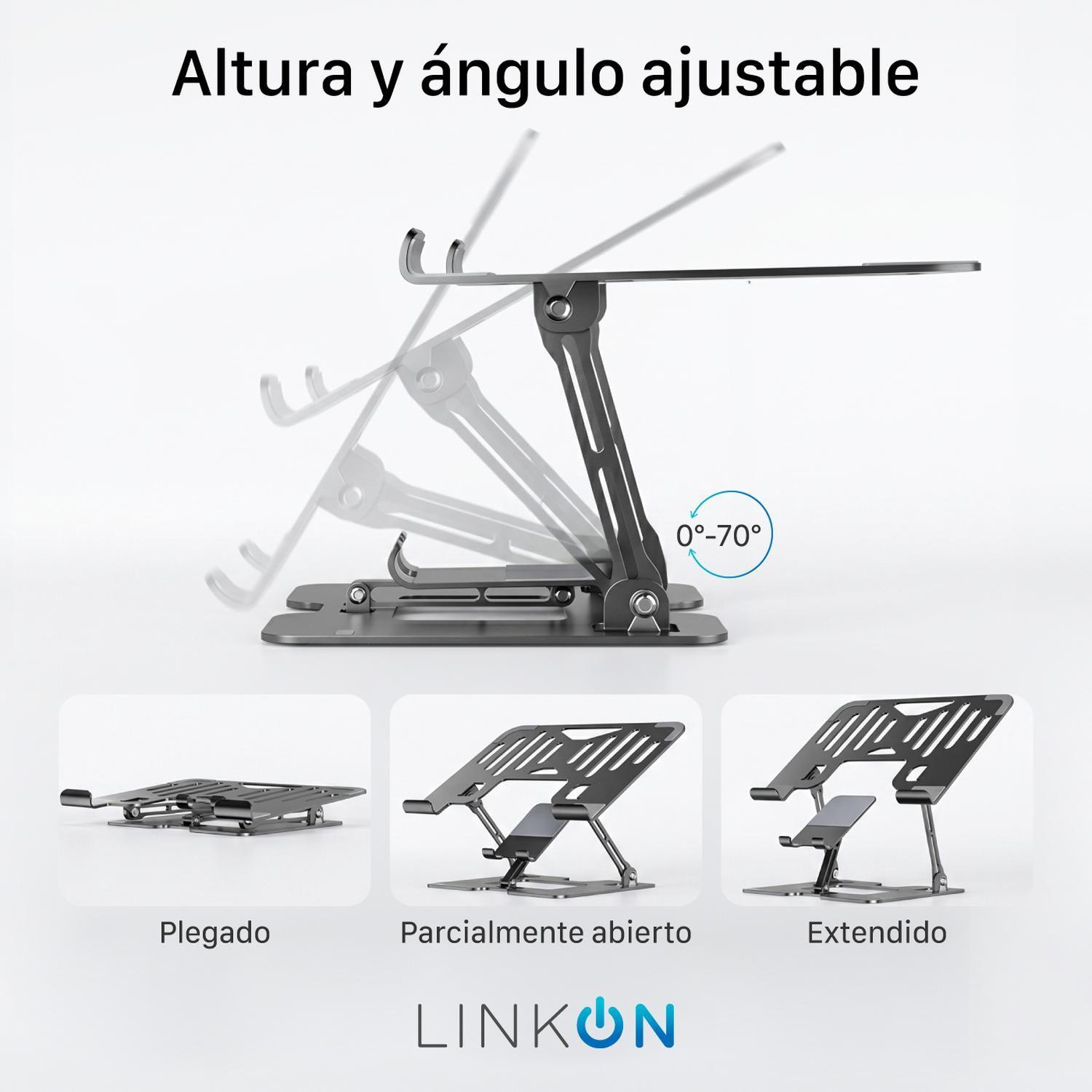Soporte Notebook Base Linkon Aluminio Ajustable hasta 17"-2