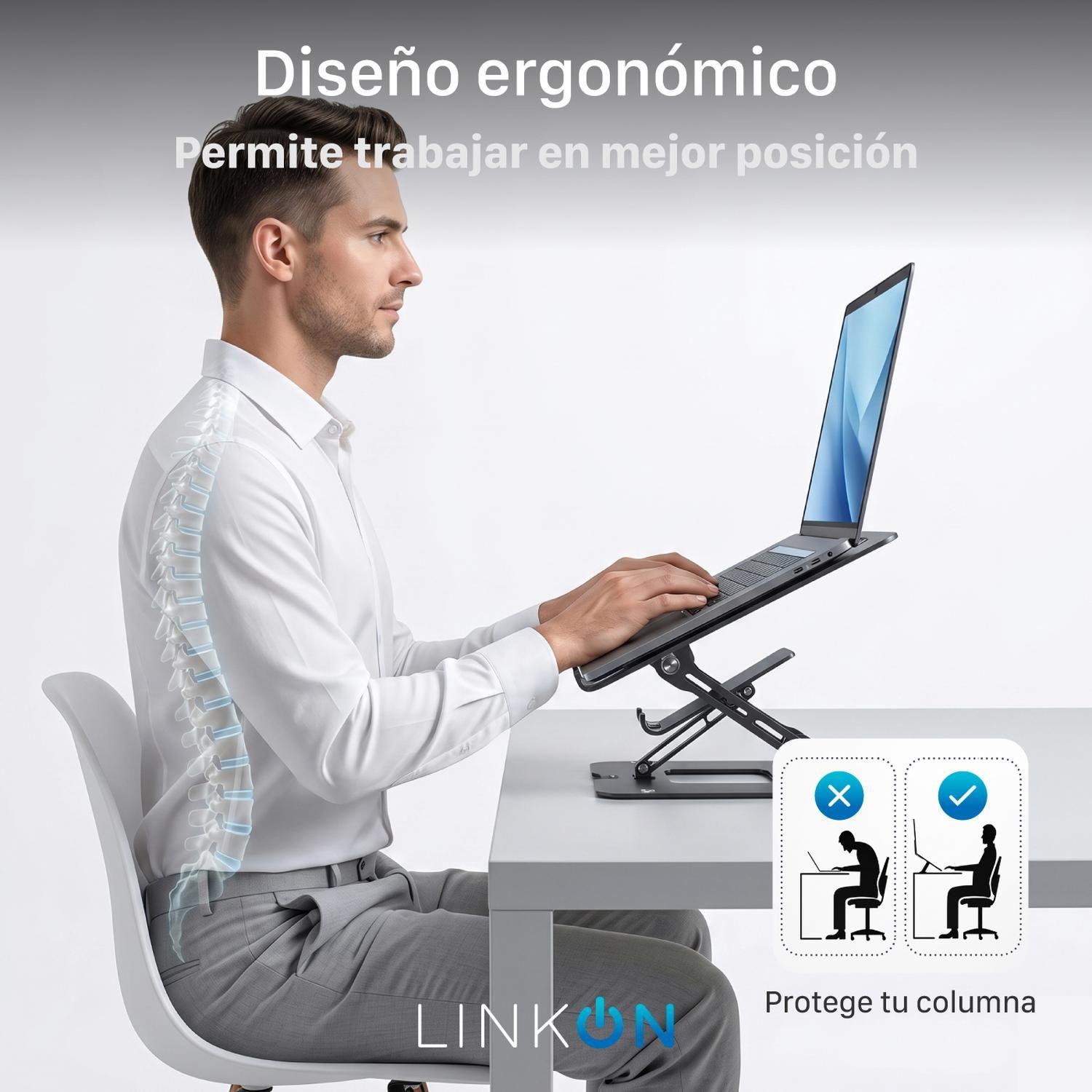Soporte Notebook Base Linkon Aluminio Ajustable hasta 17"-3