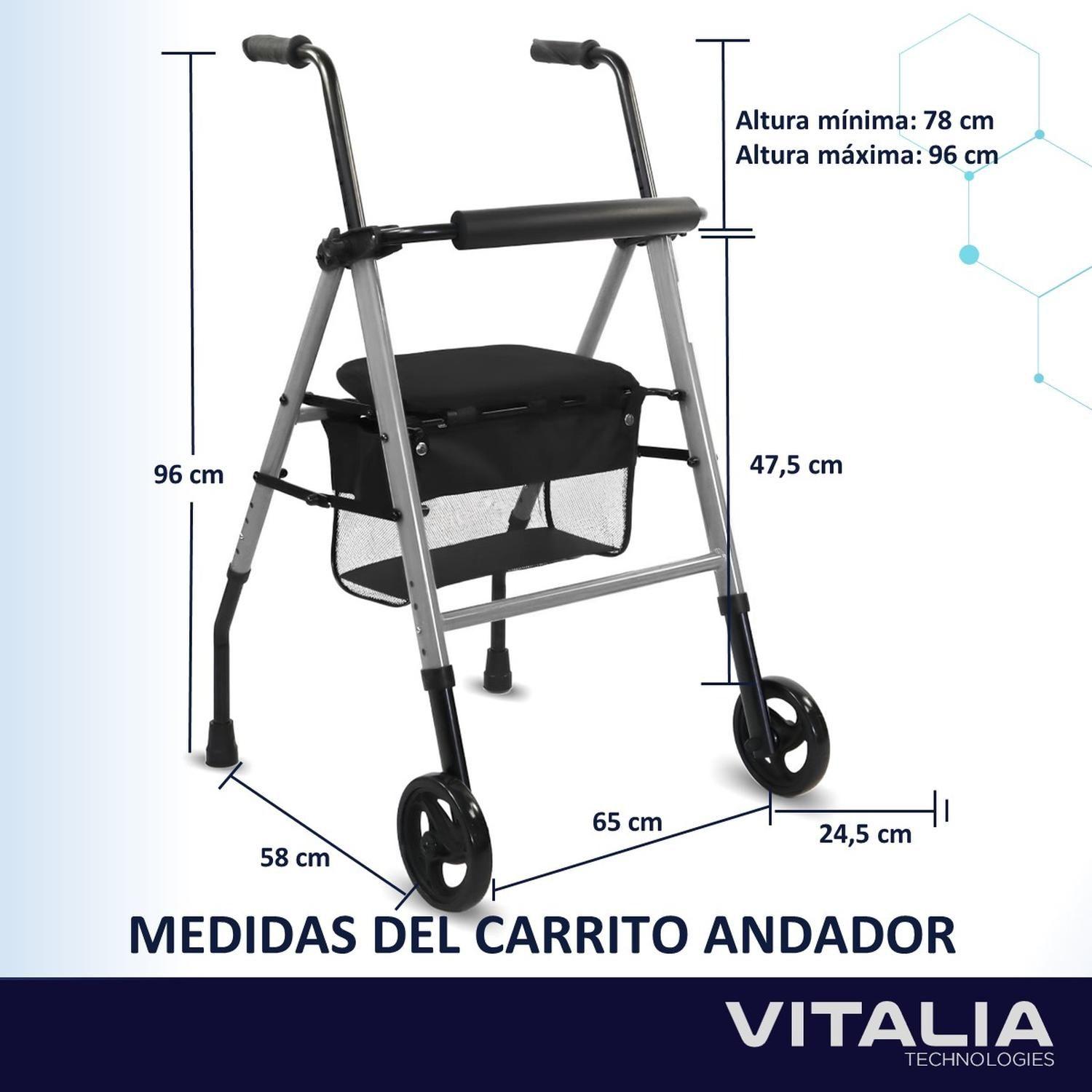Andador Burrito con Asiento Liviano y Firme Ruedas Plegable-7