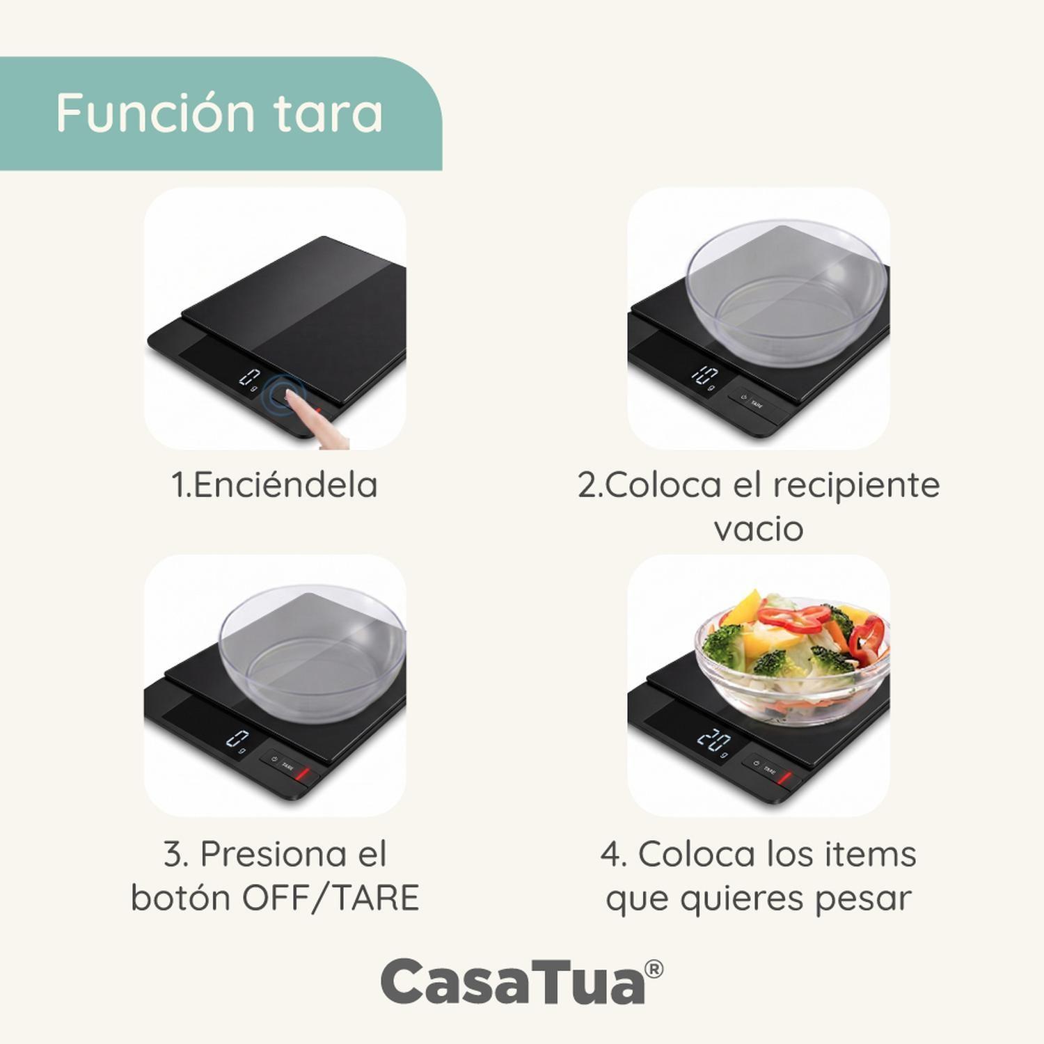 Pesa Digital Cocina CasaTua Balanza Alimentos hasta 15 Kilos-4