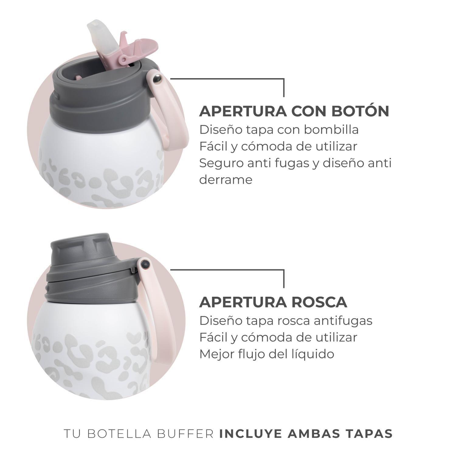 Termo Agua Botella Termica Buffer Acero Inoxidable 1L +Tapas-4