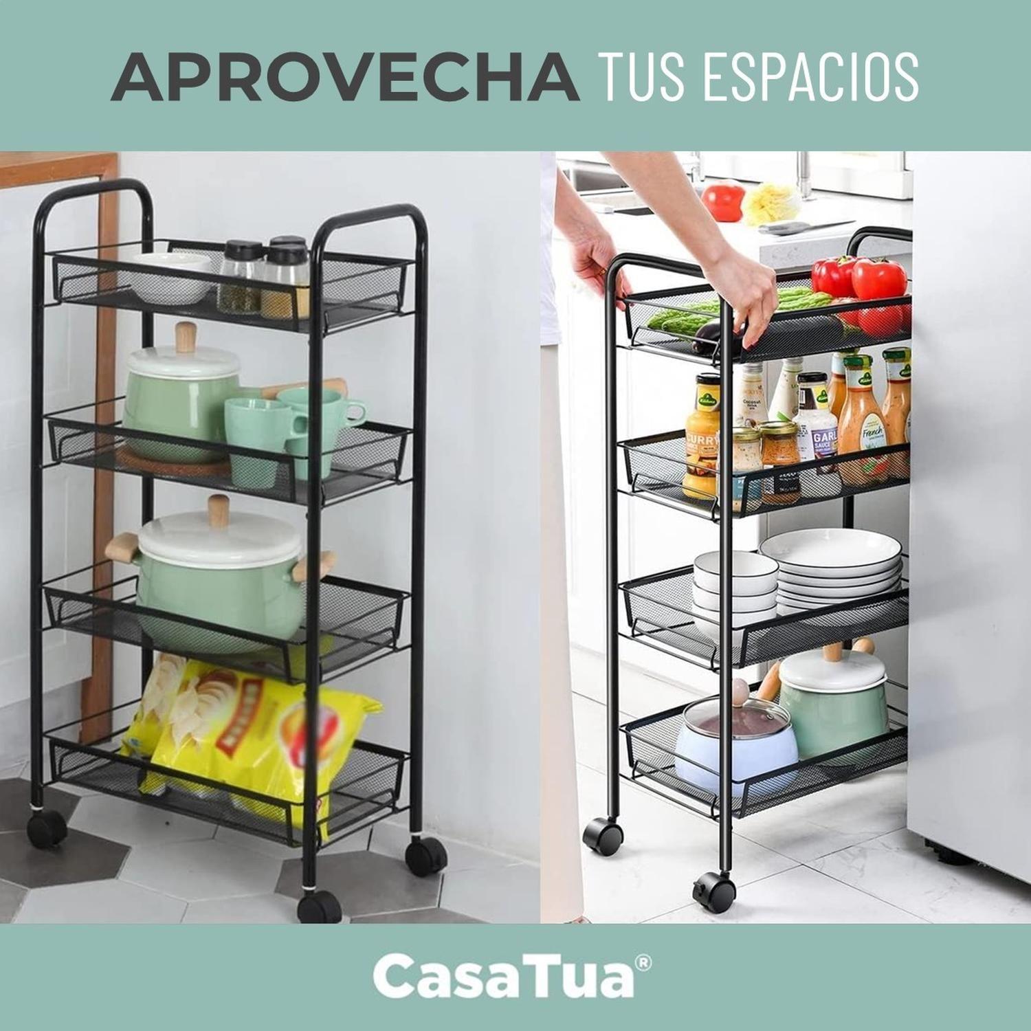 Carrito Carro Organizador Multiuso Acero Inoxidable + Ruedas-3