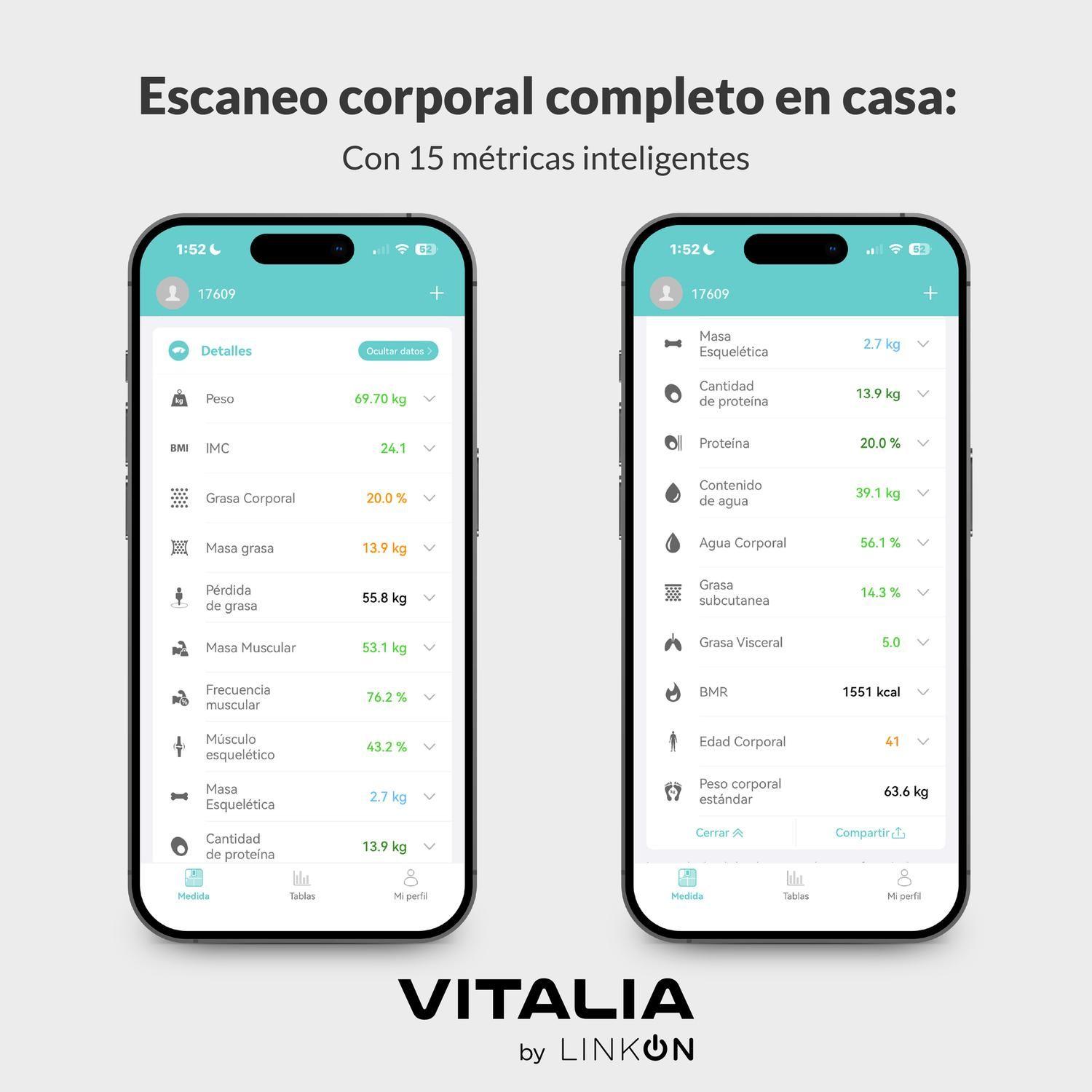 Pesa Inteligente Balanza Digital Vitalia Bluetooth Baño-2