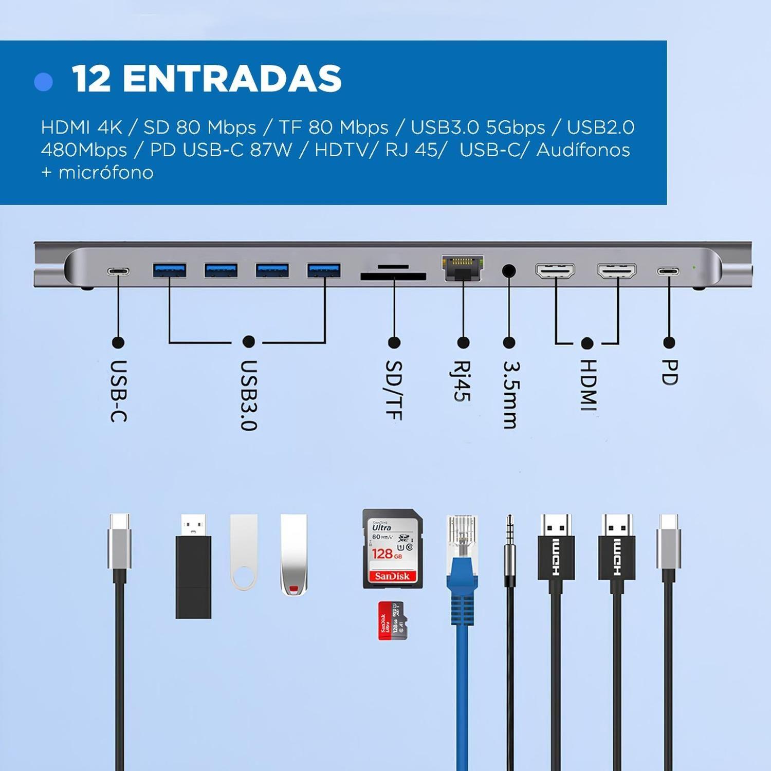 Hub Usb C 12 en 1 Linkon para Mac Windows Docking Station-1
